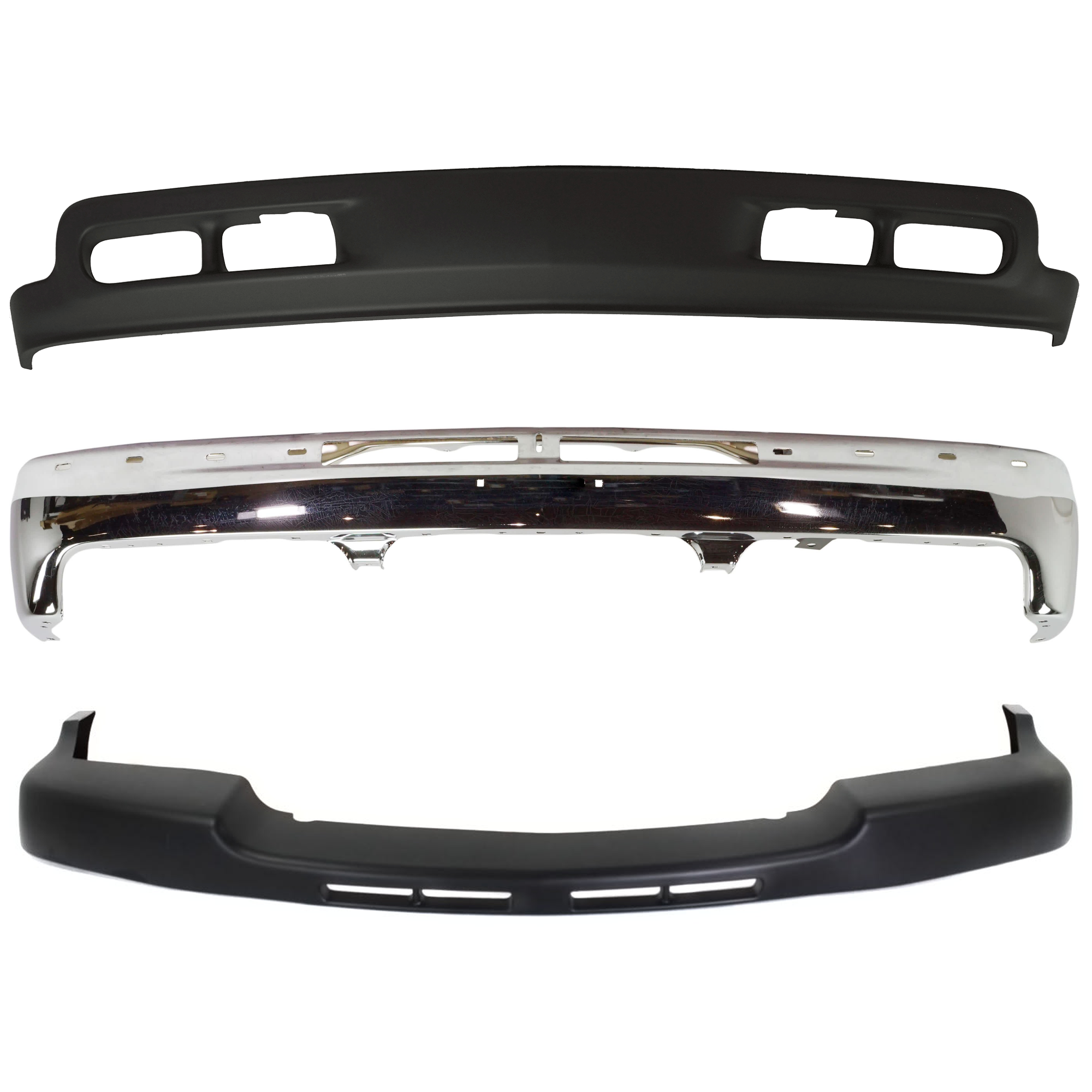 AM SILVERADO 2500 HD 3500-01-02 FRONT BUMPER 3 pc. Kit w Bumper Trim and Valance SKU KIT 082224 C648 Partslink GM1003127 GM1051106 GM1092167 OEM 12336026 PFM 15746399-15005294