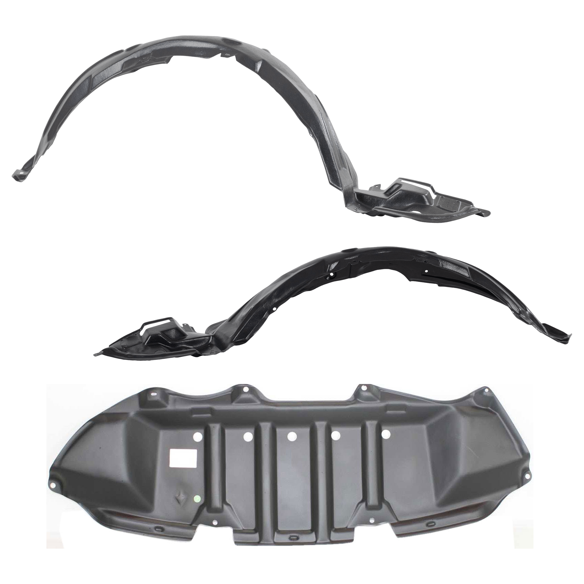 AM COROLLA 11-12 FRONT FENDER LINER RH AND LH 3 pc kit with Engine Splash Shield SKU KIT 082224 C653 Partslink TO1248162 TO1249162 TO1228148 OEM 5387502370-5387602370-51451020