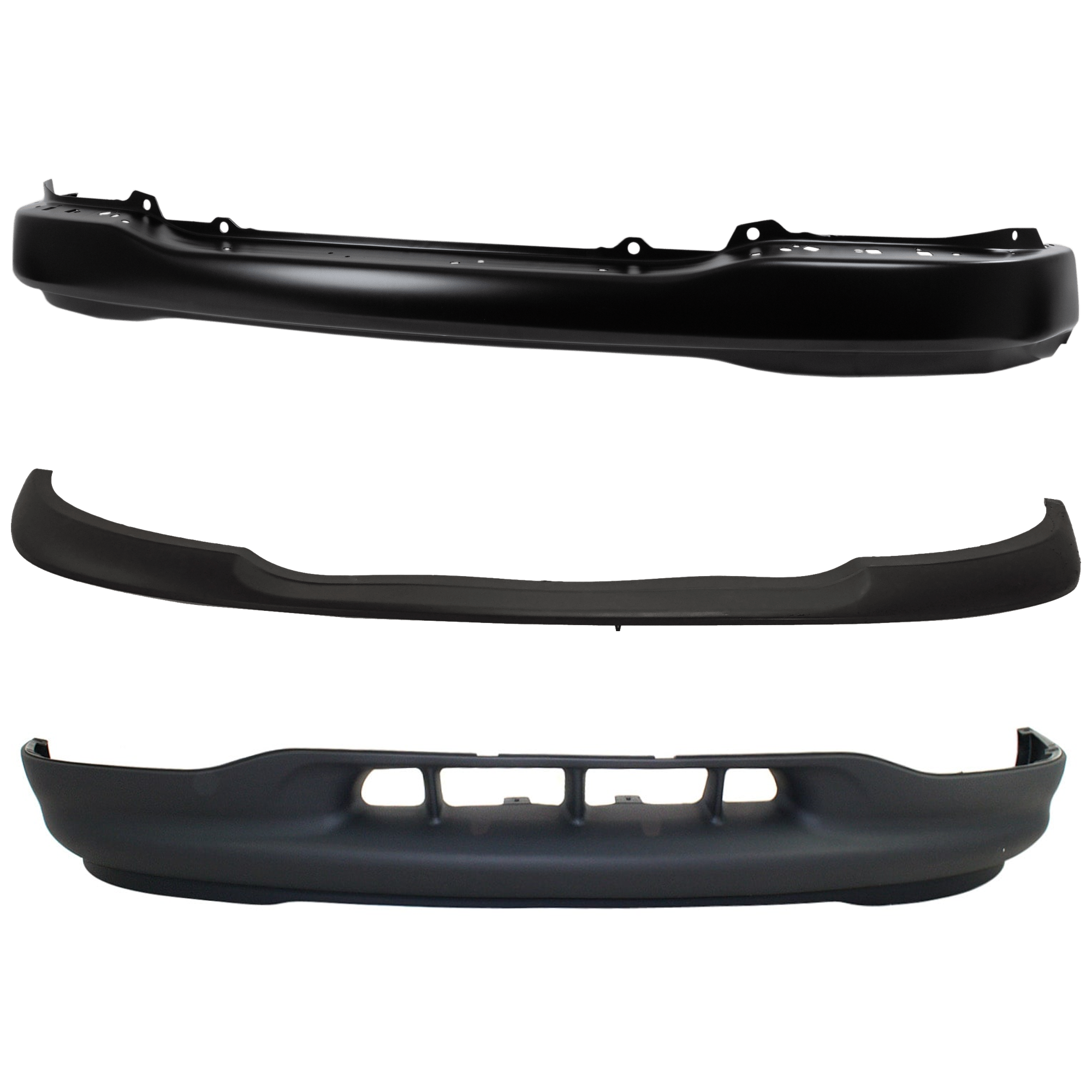 AM F 150-99-02 FRONT BUMPER 3 pc kit w Valance and Bumper Trim SKU KIT 082224 C660 Partslink FO1002357 FO1057282 FO1095194 OEM YL3Z17757CAA 3L3Z17K833AAA XL3