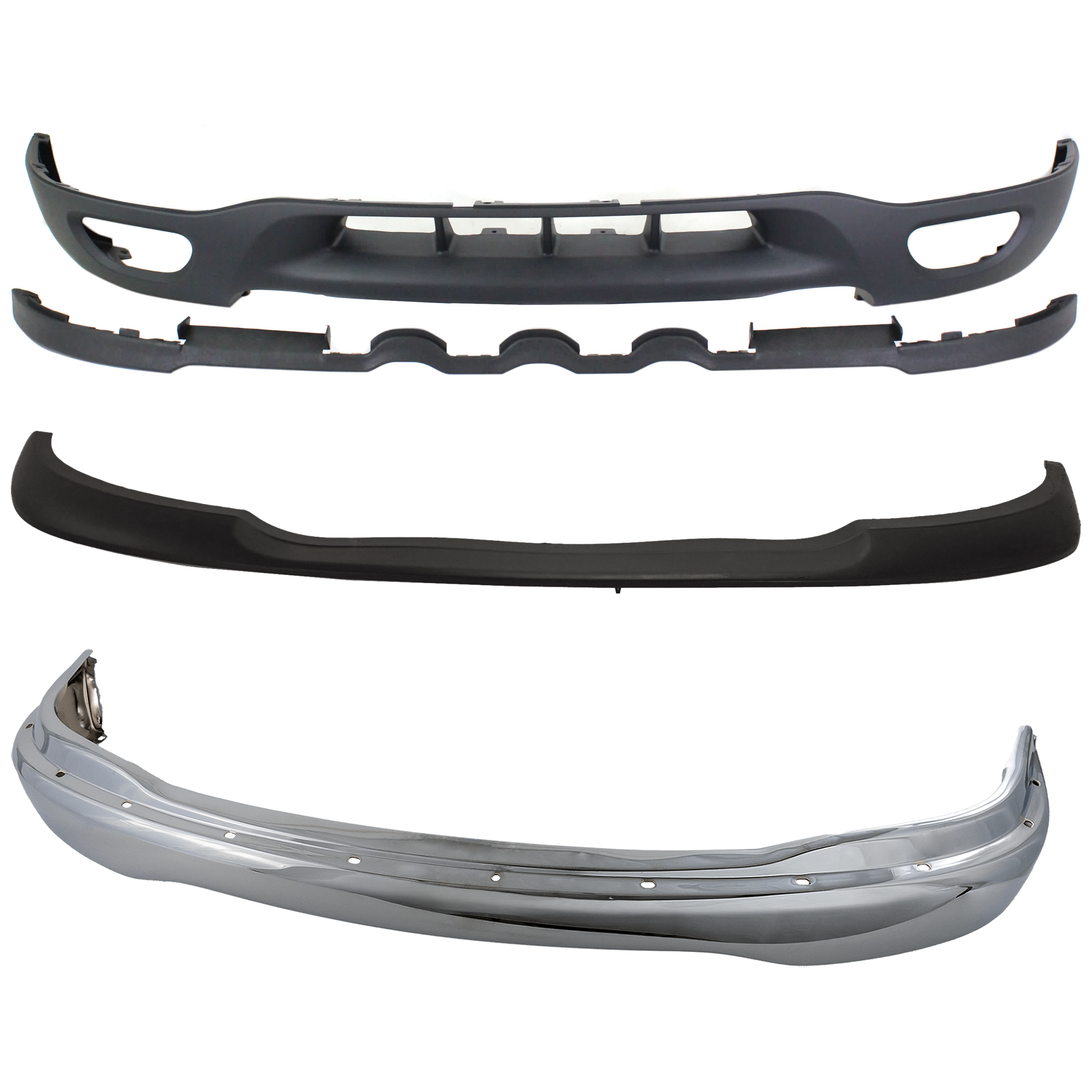 AM F 150-99-03 EXPEDITION 99-02 FRONT BUMPER 3 pc kit w Valance and Bumper Trim SKU KIT 082224 C663 Partslink FO1002356 FO1057282 FO1095181 OEM XL3Z17757AA 3L3Z17K833AAA XL3Z