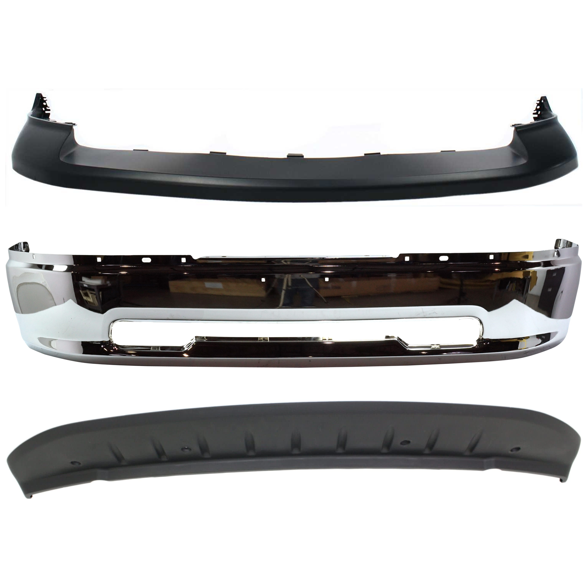 AM RAM 1500-09-12 FRONT BUMPER 3 pc kit w Bumper Cover and Valance SKU KIT 082224 C679 Partslink CH1002387 CH1014101 CH1090133 OEM 68088188AA 68206066AA 1JL39TZZ