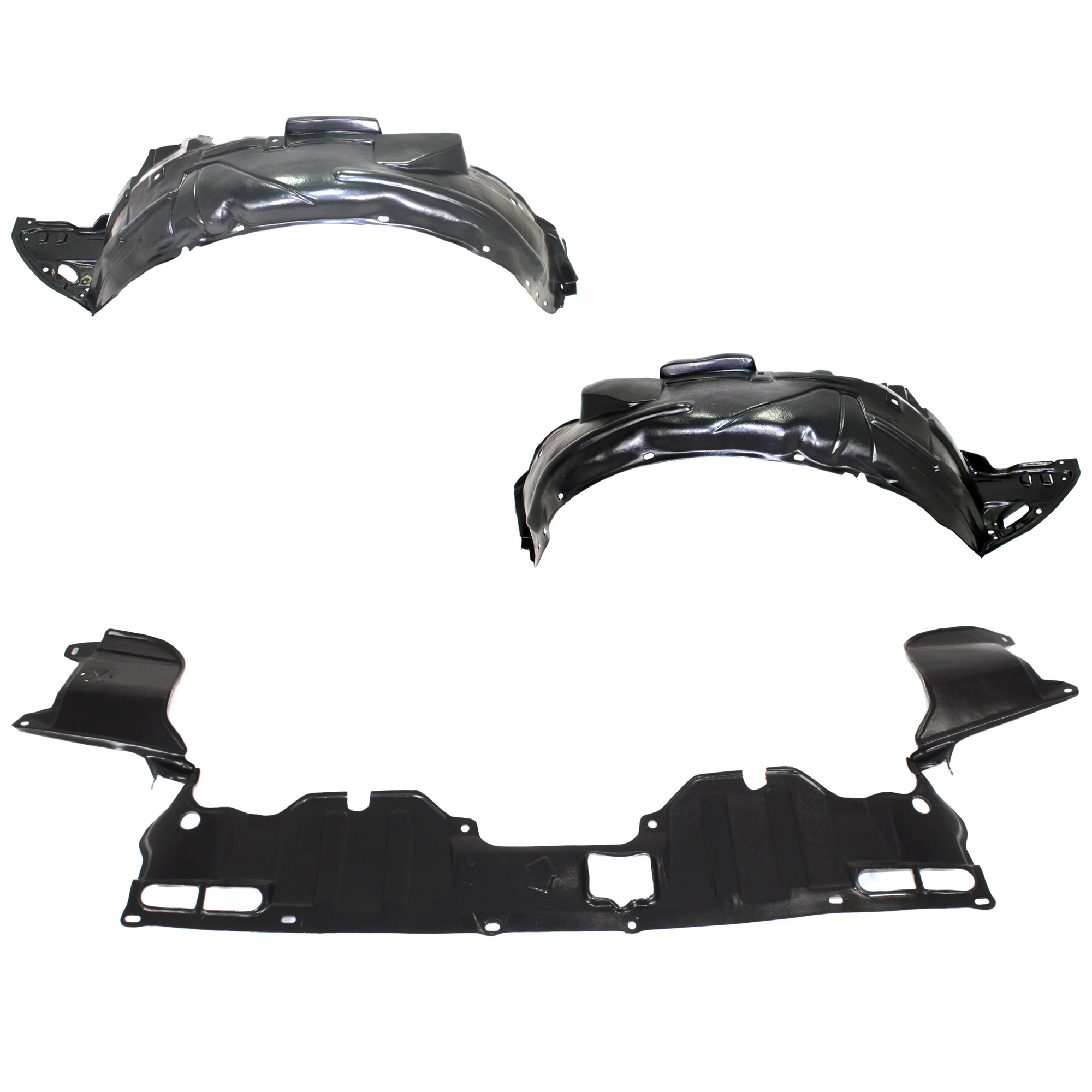 AM CIVIC 06-11 FRONT FENDER LINER RH AND LH 3 pc Kit with Engine Splash Shield SKU KIT 082224 C691 Partslink HO1248130 HO1250106 HO1249130 HO1251106 HO1228112 OEM 74101SVBA00-74101SVAA00-74151S