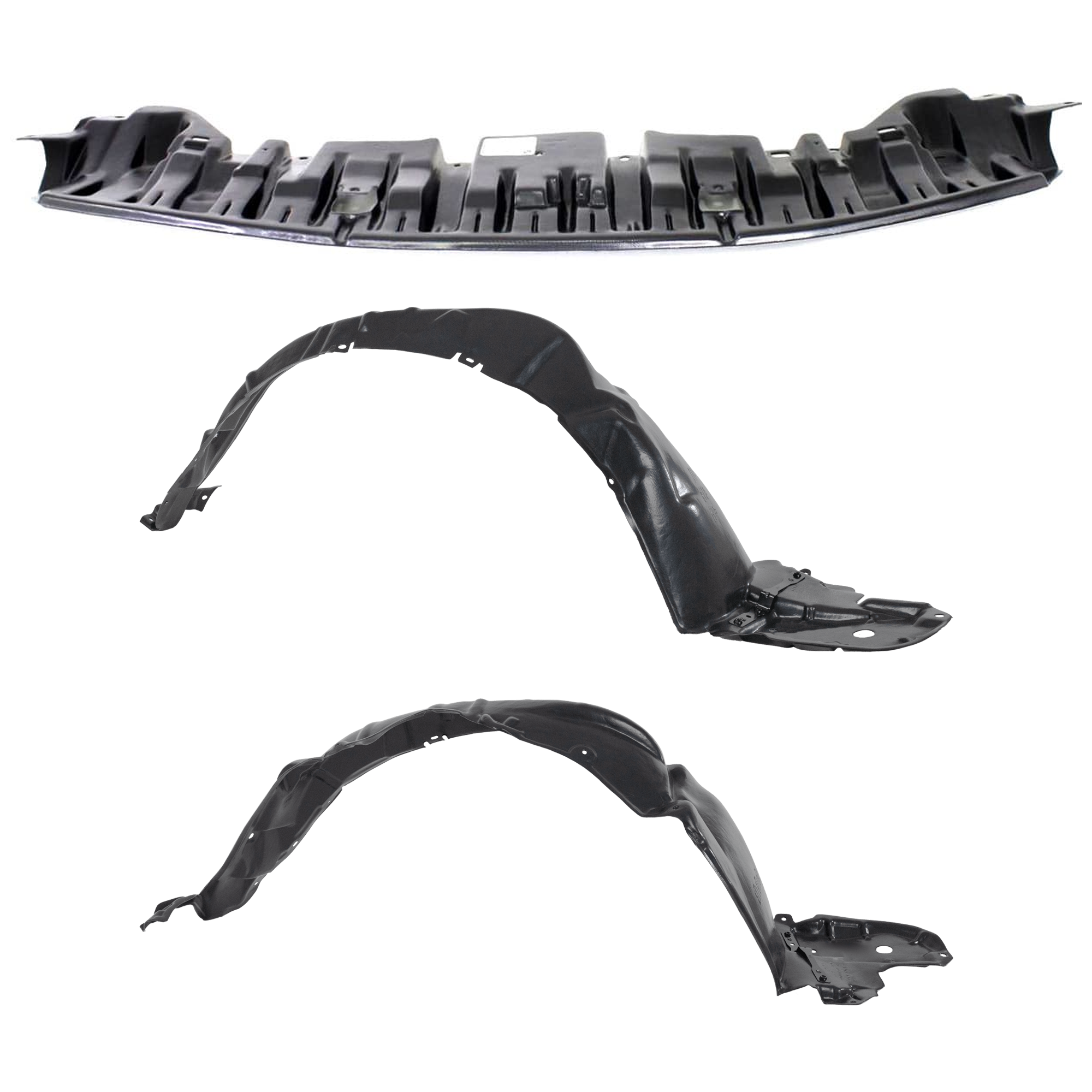 AM PRIUS 10-11 FRONT BUMPLER SPLASH SHIELD Under Cover 3 pc kit with Fender Liner SKU KIT 082224 C697 Partslink TO1228168 TO1249158 TO1248158 OEM 5261847010-5387547030-53876470