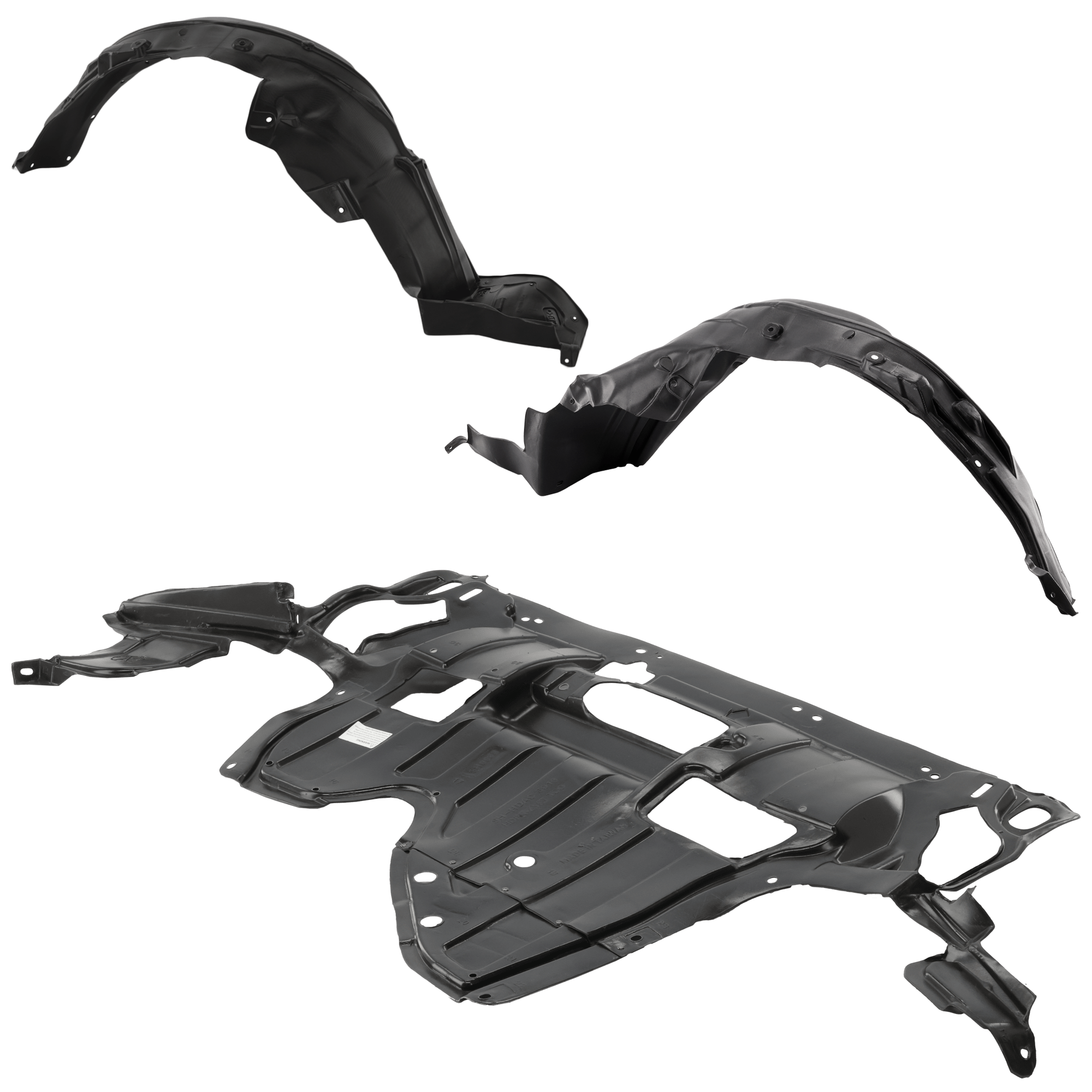AM ACCORD 08-12 ENGINE SPLASH SHIELD Under Cover 3 pc Kit Sedan USA Built Vehicle with Fender Liner SKU KIT 082224 C715 Partslink HO1228122 HO1228161 HO1248138 HO1249138 OEM 74111TA0A00-74111TA0A10-74150T
