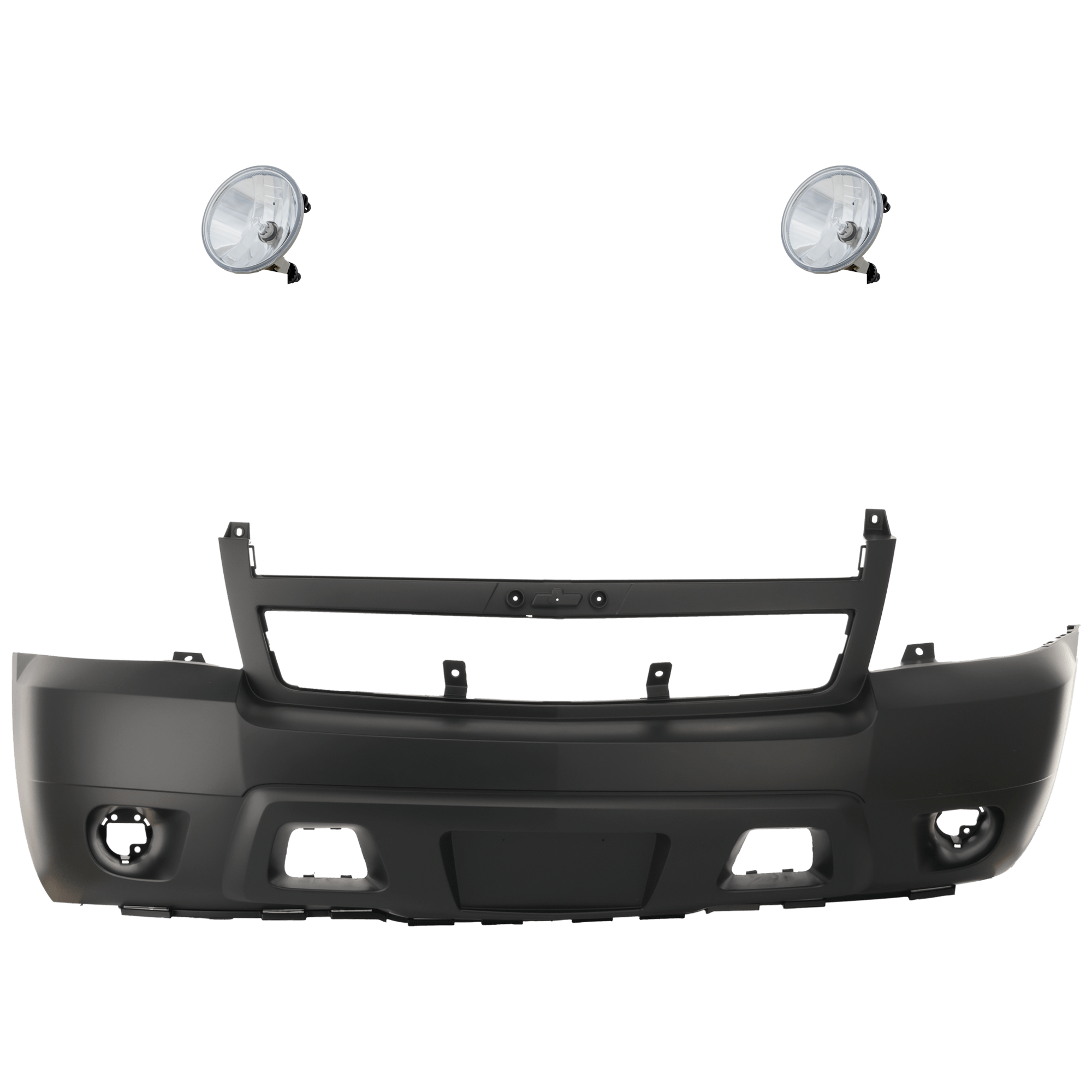 AM AVALANCHE SUBURBAN 07-14 FRONT BUMPER COVER 3 pc Kit with Fog Lights w o Off Road Pkg SKU KIT 082224 C732 Partslink GM1000817 GM2590104 OEM 25814570-15839896