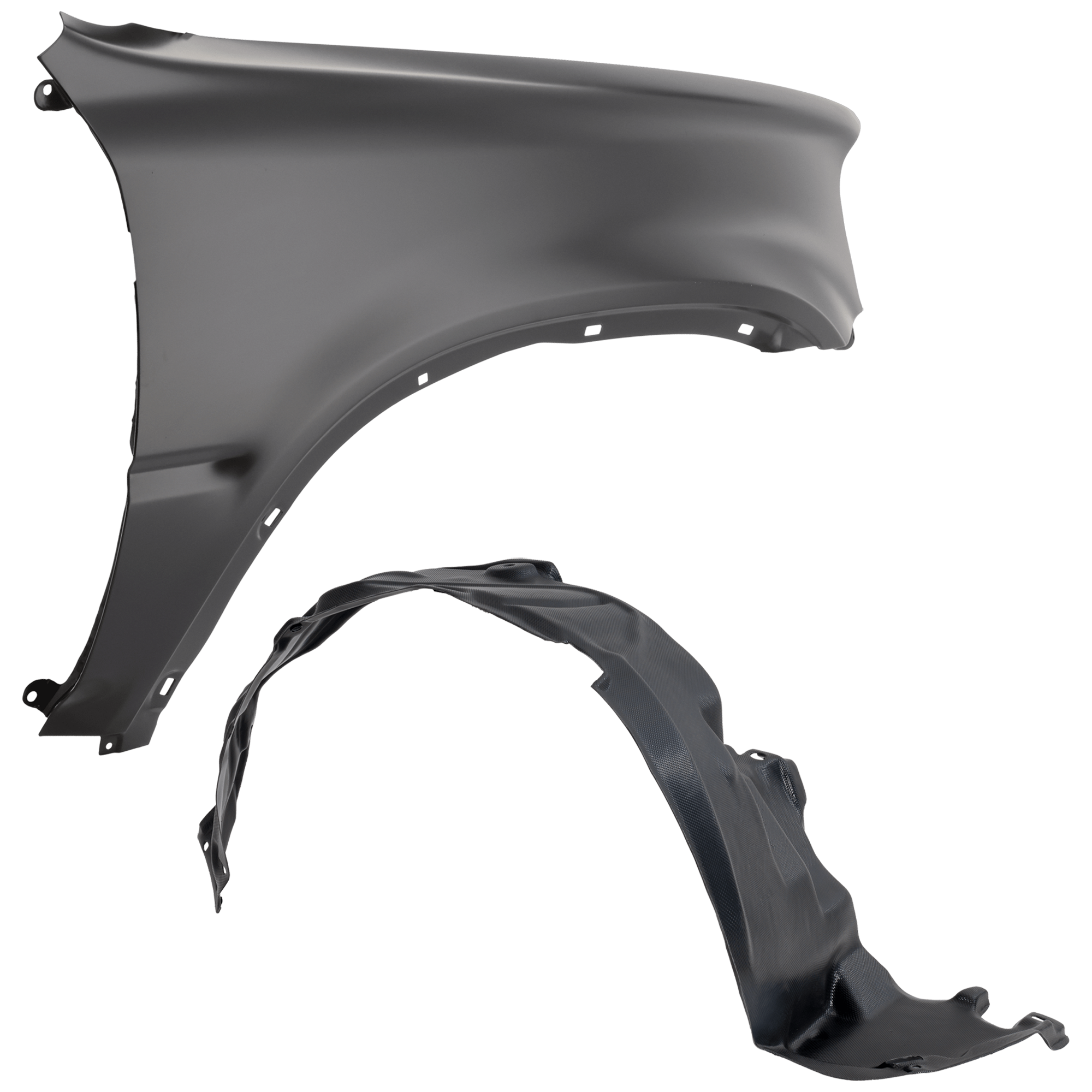 AM CR V 97-01 FRONT FENDER RH 2 pc Kit Primed with Fender and Fender Liner SKU KIT 082224 C743 Partslink HO1241148 HO1249105 OEM 60211S10A90ZZ 74101S10010