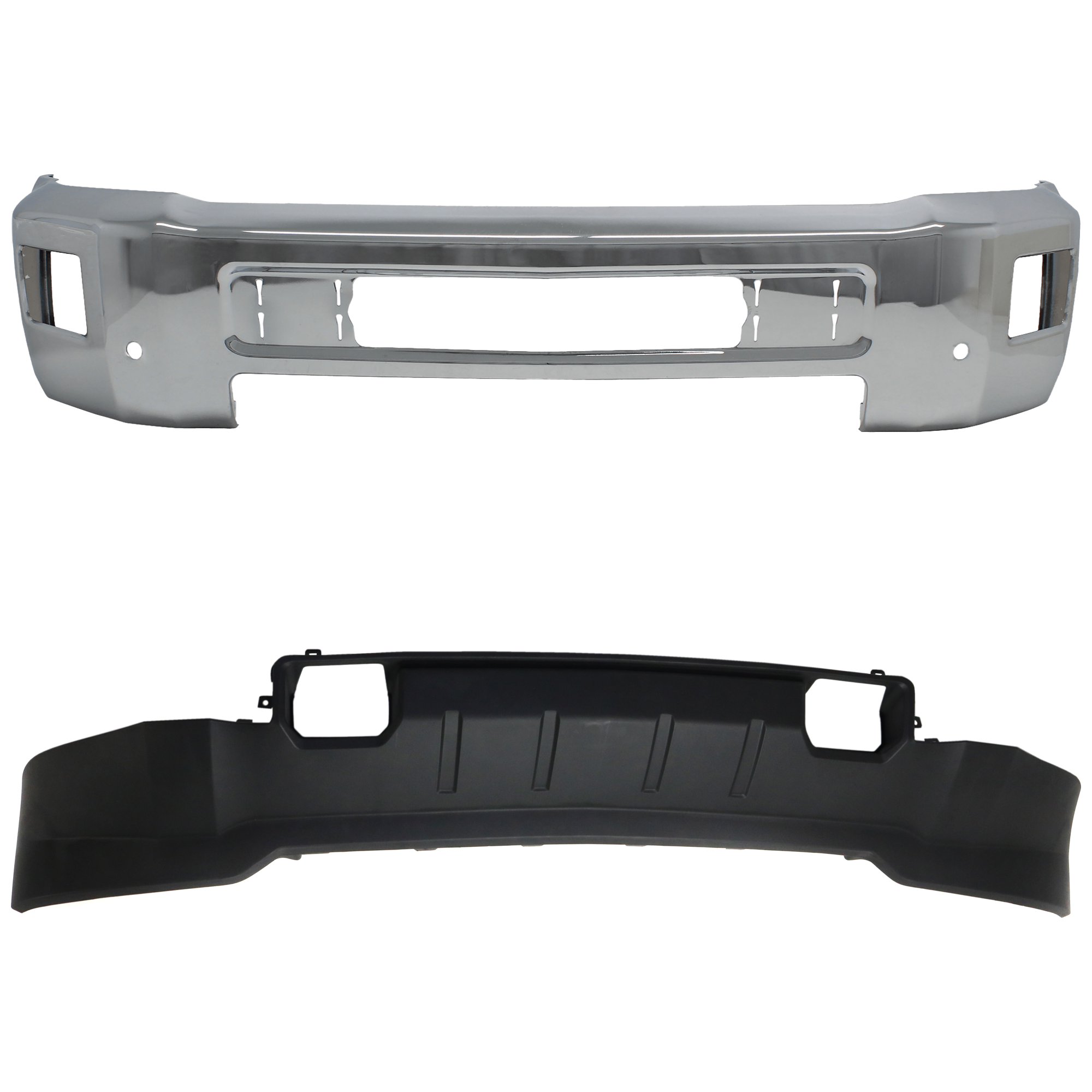AM SILVERADO 2500 HD 3500 HD 15-19 FRONT BUMPER 2 pc kit with Valance SKU KIT 082224 C768 Partslink GM1002850 GM1092252 OEM 23229369-22978557