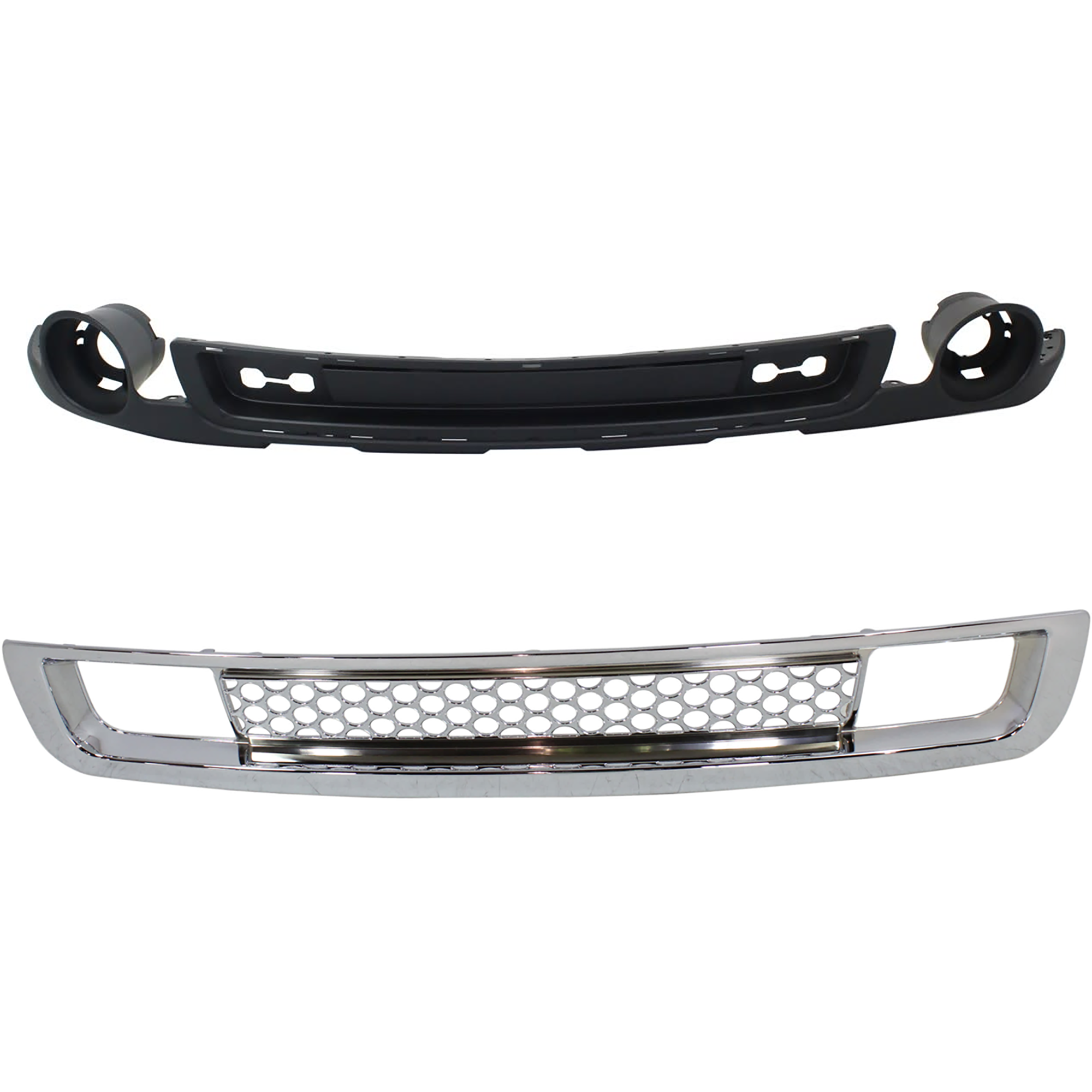 AM SIERRA 1500-07-13 FRONT BUMPER GRILLE Lower Chrome 2 pc Kit with Valance SKU KIT 082224 C779 Partslink GM1036131 GM1092219 OEM 15901589-15901527