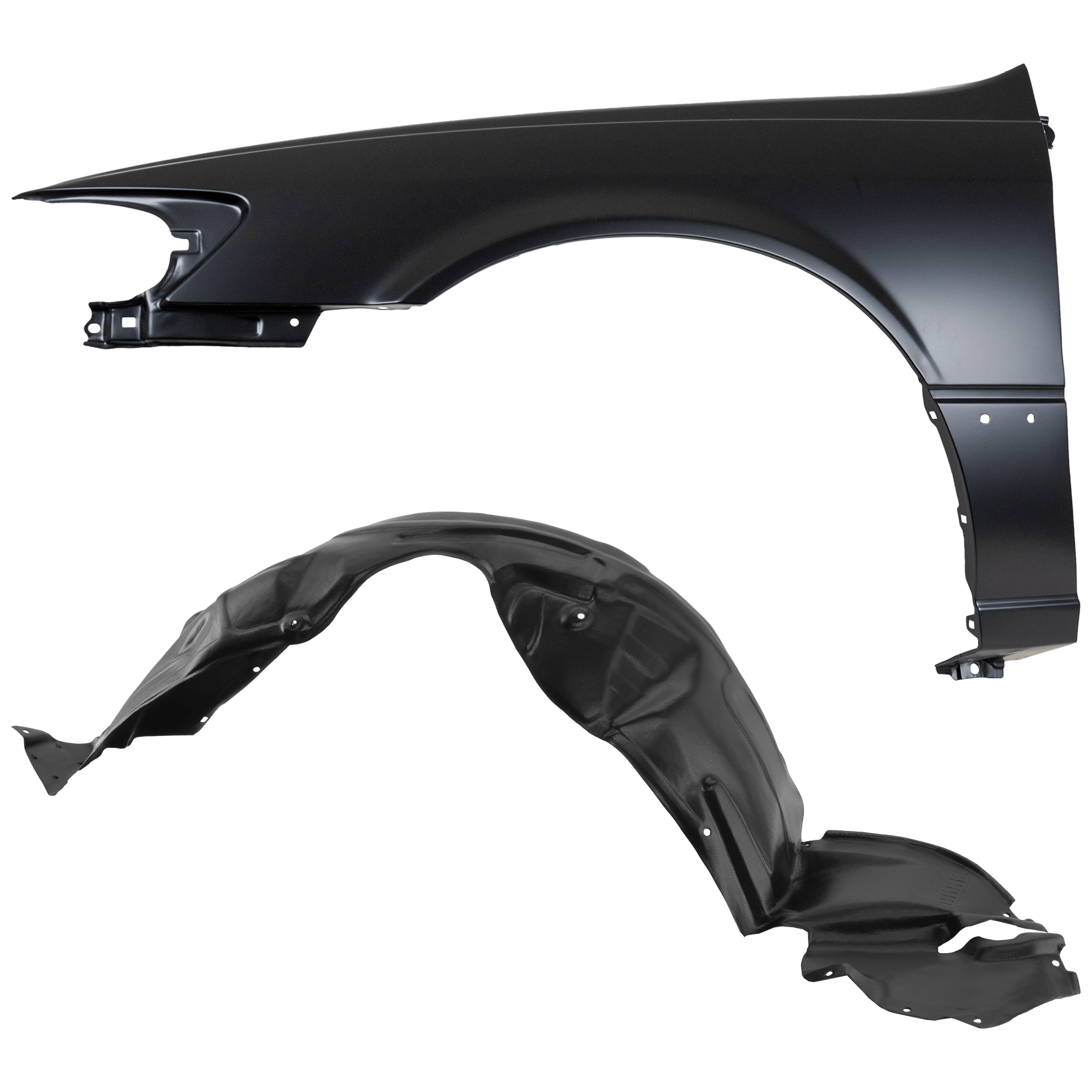AM CAMRY 97-01 FRONT FENDER LH 2 pc Kit Primed with Fender Liner SKU KIT 082224 C801 Partslink TO1240162 TO1248102 OEM 53812AA020-5387606020
