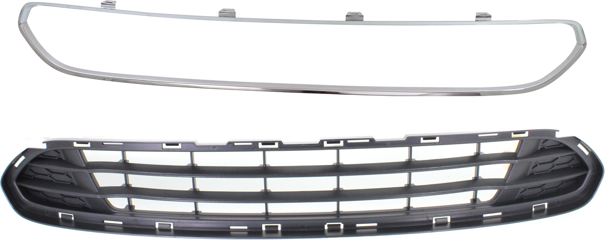 AM FUSION 10-12 GRILLE MOLDING CENTER 2 pc Kit Chrome with Bumper Grille SKU KIT 082224 C814 Partslink FO1036127C FO1037101 OEM AE5Z17K945A AE5Z8200DA