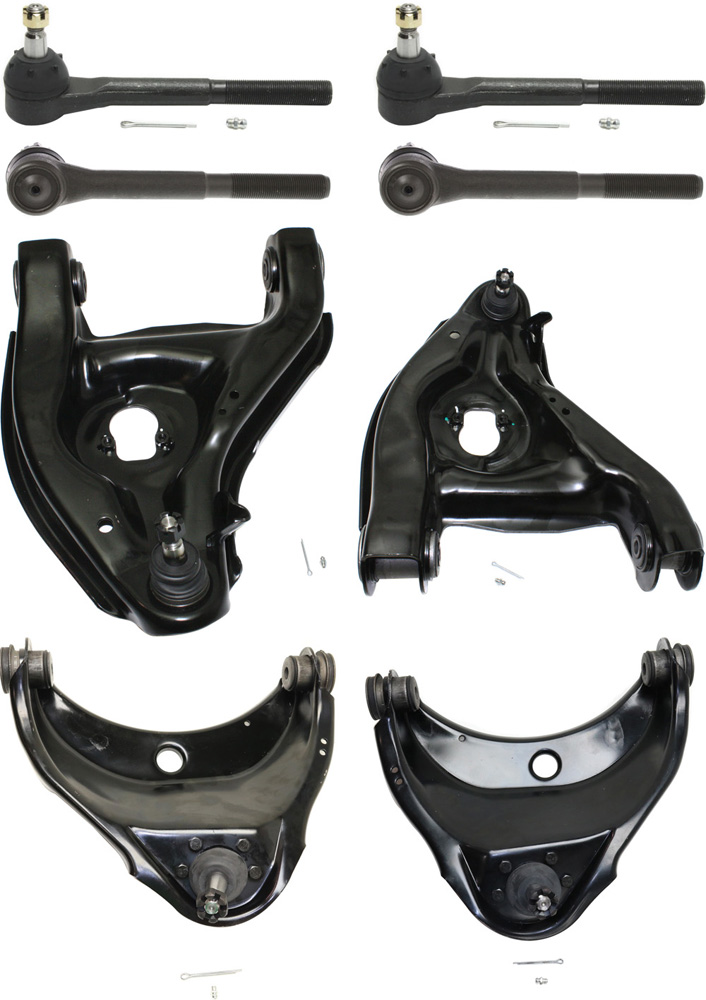 AM C1500-88-99 EXPRESS SAVANA 1500-2500-96-02 FRONT CONTROL ARM KIT RH AND LH Upper and Lower w ball joint s 8 pc Kit with Tie Rod End SKU KIT 082317-38 OEM 15665554-15665555-12361035-123