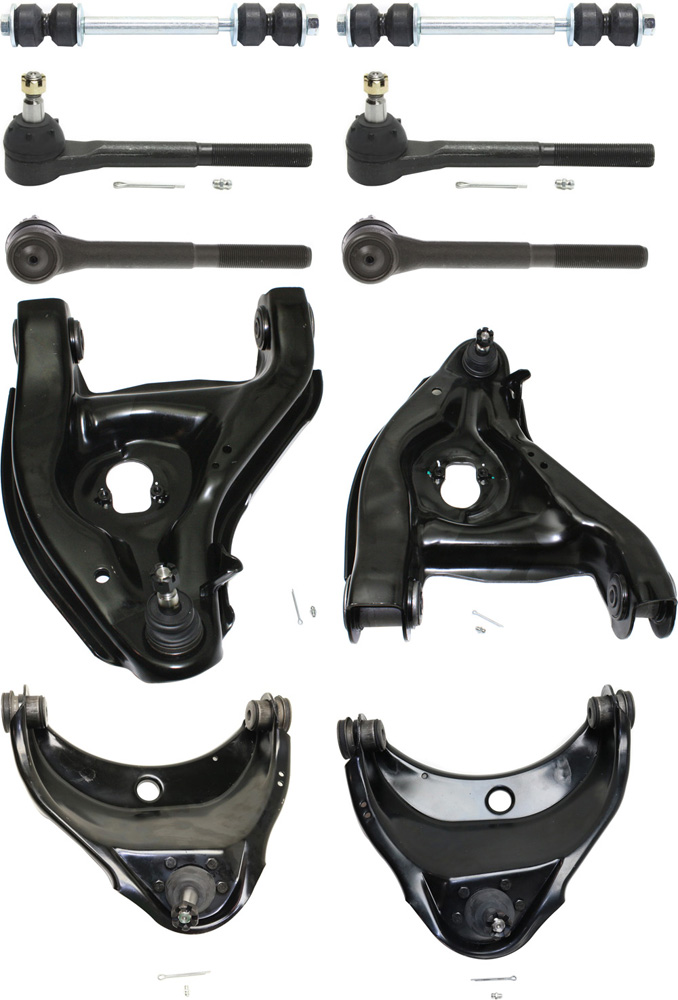AM EXPRESS SAVANA 1500-2500-96-02 FRONT CONTROL ARM KIT RH AND LH Upper and Lower w ball joint s 10 pc Kit with Sway Bar Link and Tie Rod End SKU KIT 082317-40 OEM 15665554-15665555-12361035-123