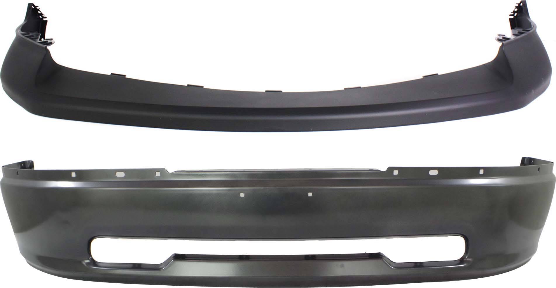AM RAM FULL SIZE P U 09-12 FRONT BUMPER COVER 2 pc Kit with Bumper SKU KIT 082417-104 Partslink CH1014102 CH1002385 OEM 68034055AA 68206066AA 68088188