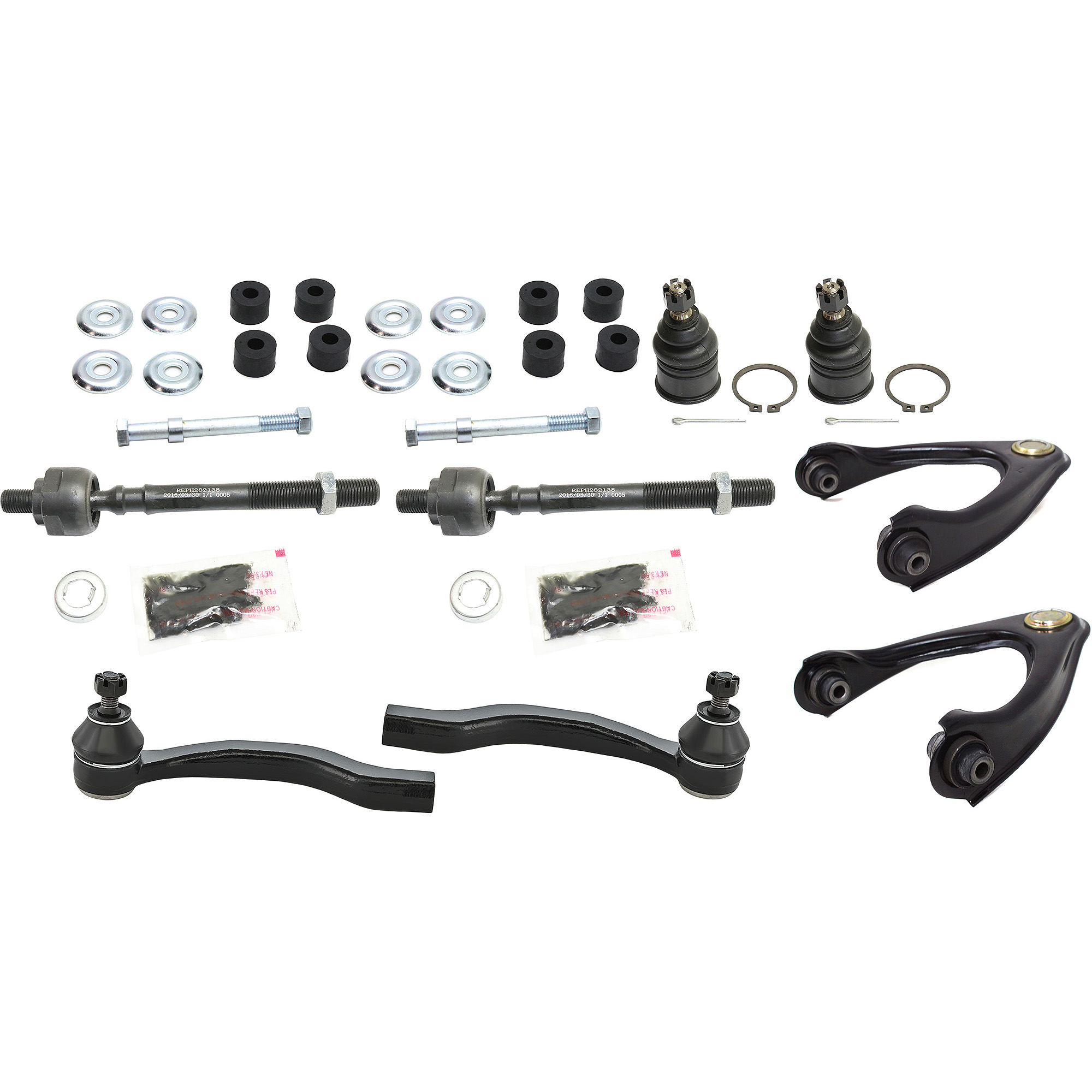 AM CIVIC 96-00 FRONT CONTROL ARM KIT RH AND LH Upper w ball joint s 10 pc Kit with Ball Joint Sway Bar Link and Tie Rod End SKU KIT 082417-49 OEM 104216-254007-1014786-2601427
