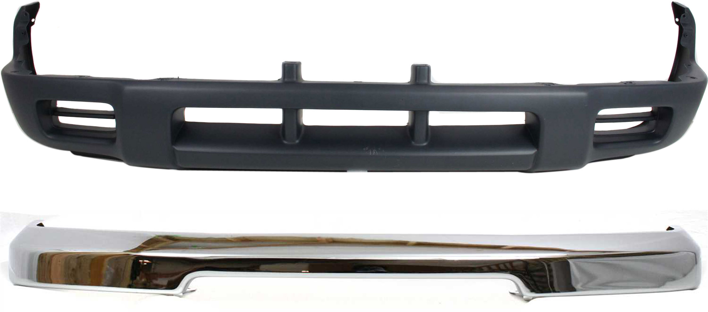 AM FRONTIER 98-00 FRONT BUMPER 2 pc kit with Valance SKU KIT 082417-81 Partslink NI1002132 NI1095119 NI1095120 OEM 620149Z220 F20147Z020 PFM 6201