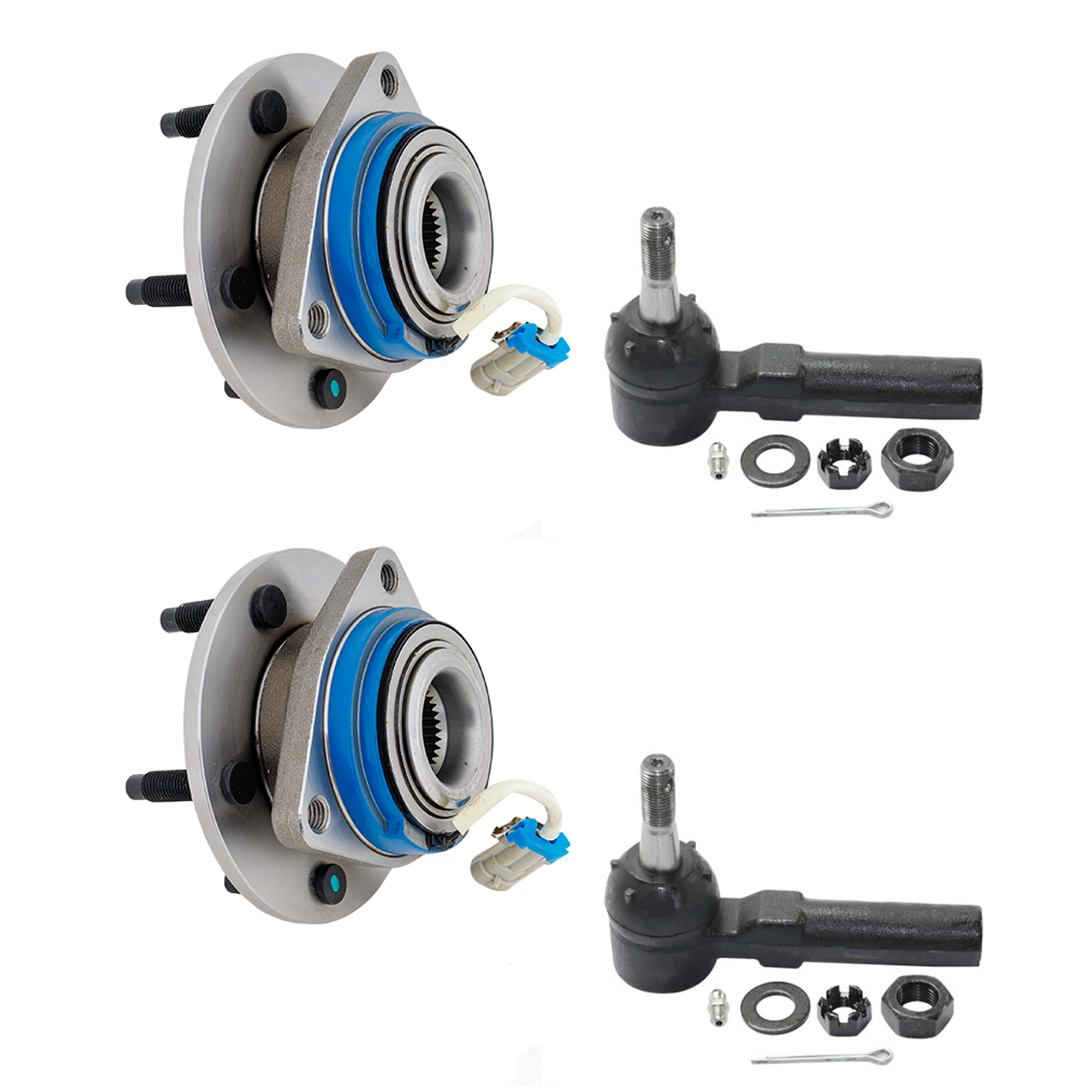 AM CENTURY 97-02 FRONT SUSPENSION KIT RH AND LH 4 pc Kit with Tie Rod Ends and Wheel Hubs SKU KIT 082516-18 OEM 382044-2693045-2693205-4011707