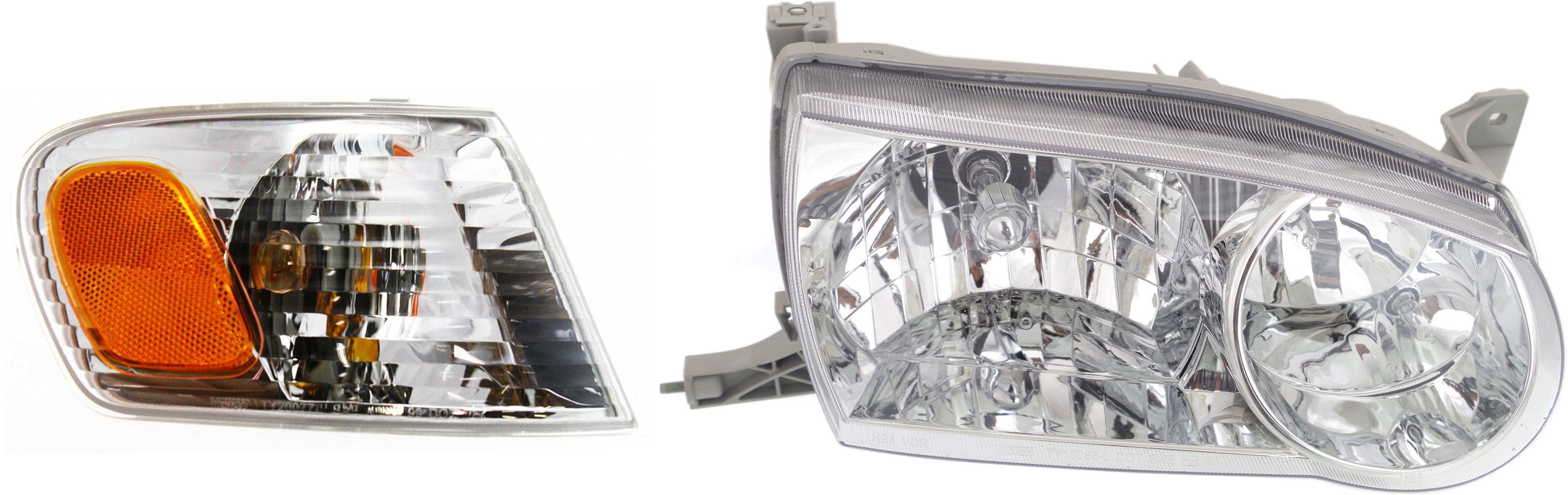 AM COROLLA 01-02 HEAD LAMP RH Assembly Halogen 2 pc Kit with Corner Light SKU KIT 082913-01 Partslink TO2503133 TO2531137 OEM 8111002110-8151002070