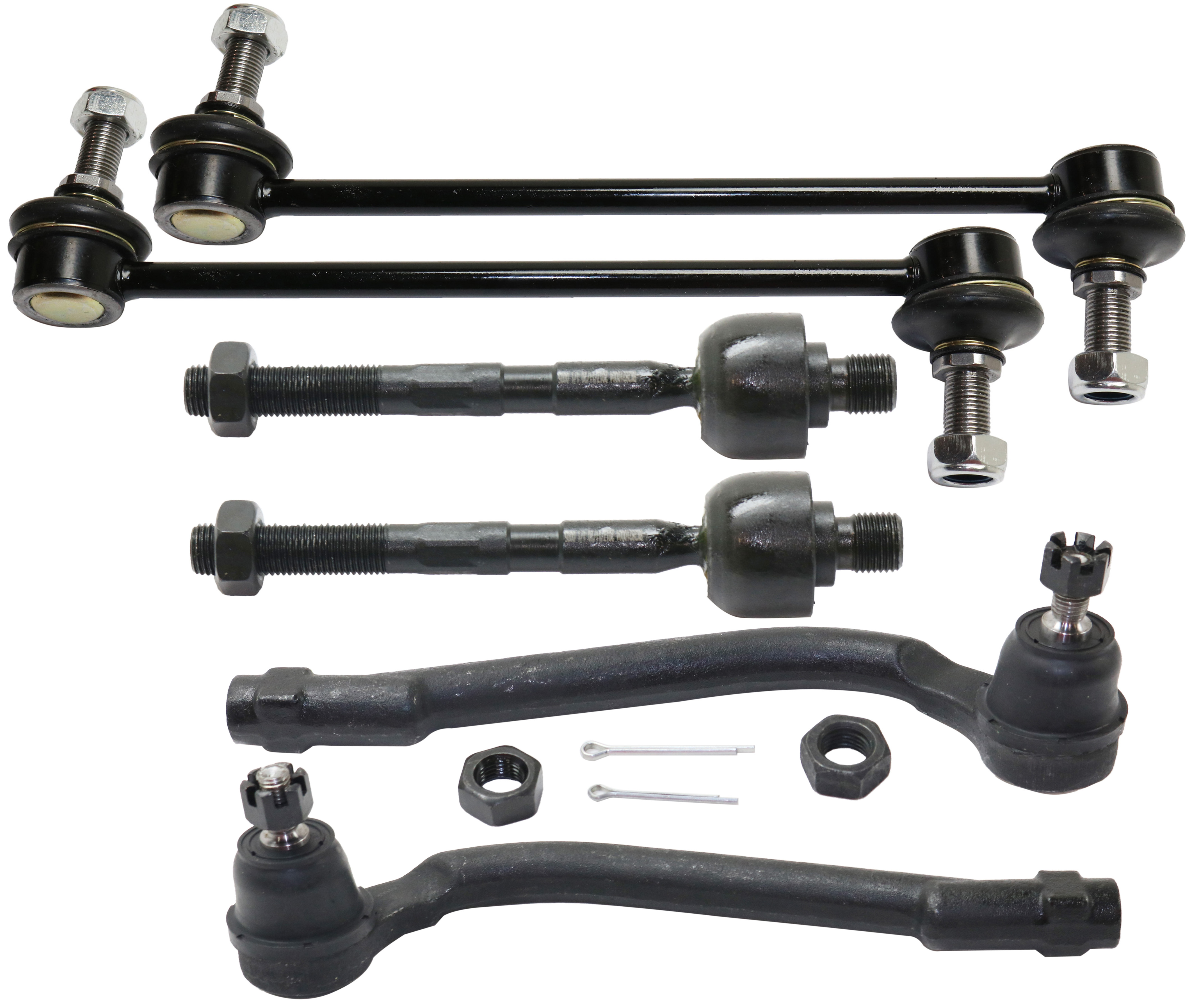 AM ELANTRA 07-12 FORTE 10-13 FRONT SUSPENSION KIT RH AND LH 6 pc kit with Sway Bar Links and Tie Rod Ends SKU KIT 082917-01 OEM 18425-5451553-46G20553A 548302