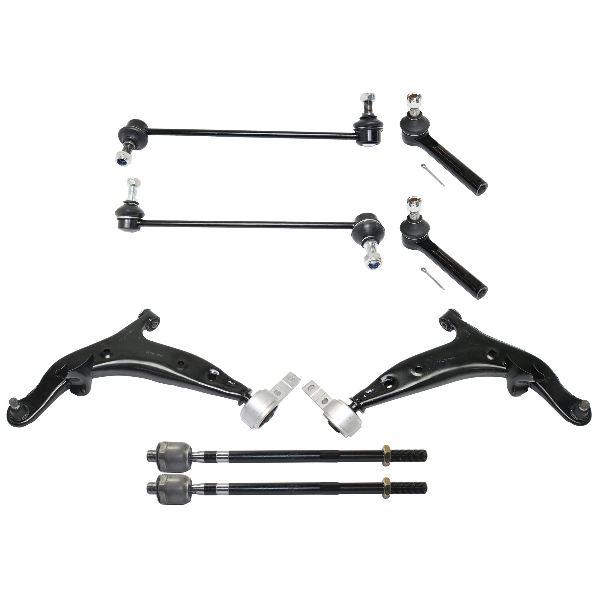 AM QUEST 04-09 CONTROL ARM KIT Set of 8 Front RH and LH with Tie Rod End and Sway Bar Link SKU KIT 082917-03 OEM 54501CK000-54500CK000-1015272