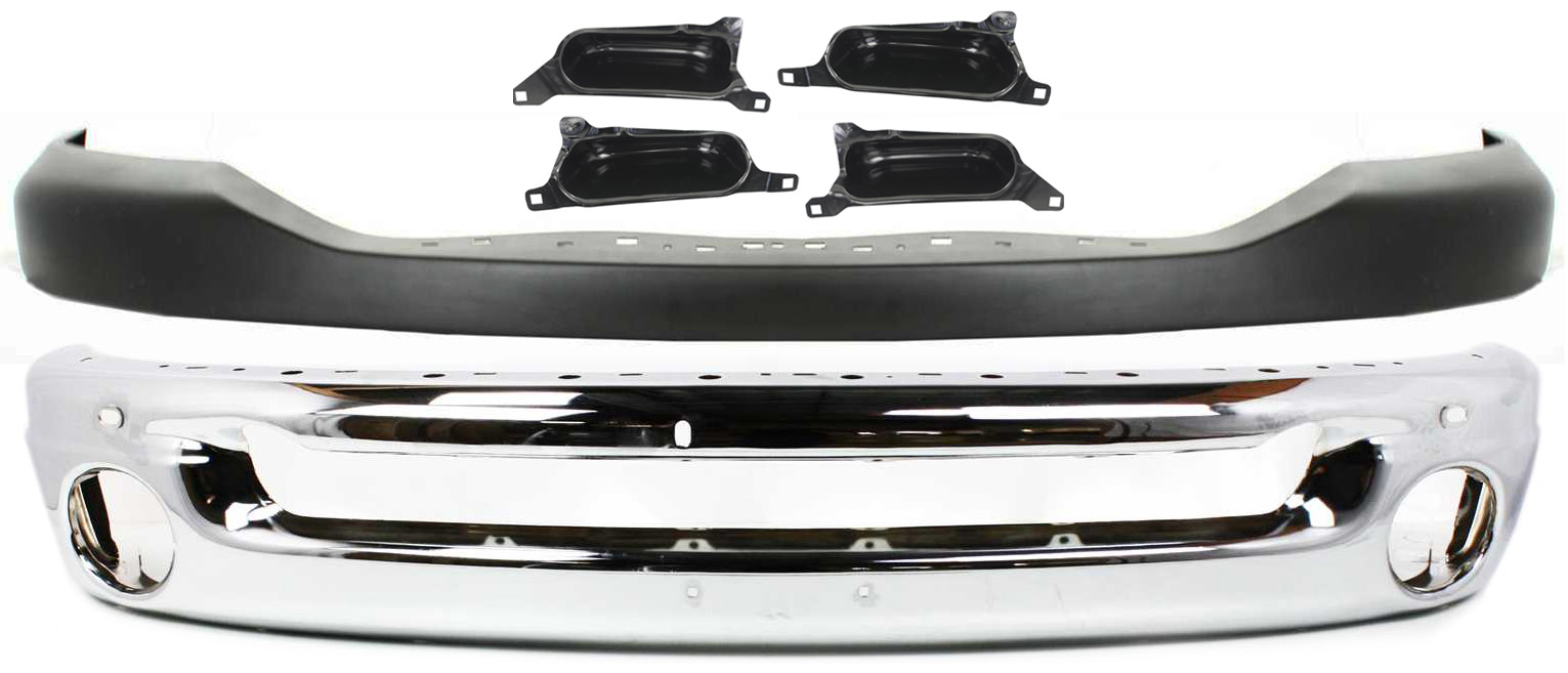 AM RAM 1500-06-08 FRONT BUMPER COVER 6 pc Kit with Bumper and Bumper Brackets SKU KIT 082917-12 Partslink CH1000880 CH1002383 CH1066139 CH1067139 CH1066138 CH1067138 OEM 55077762AA 55077946AB 55077959