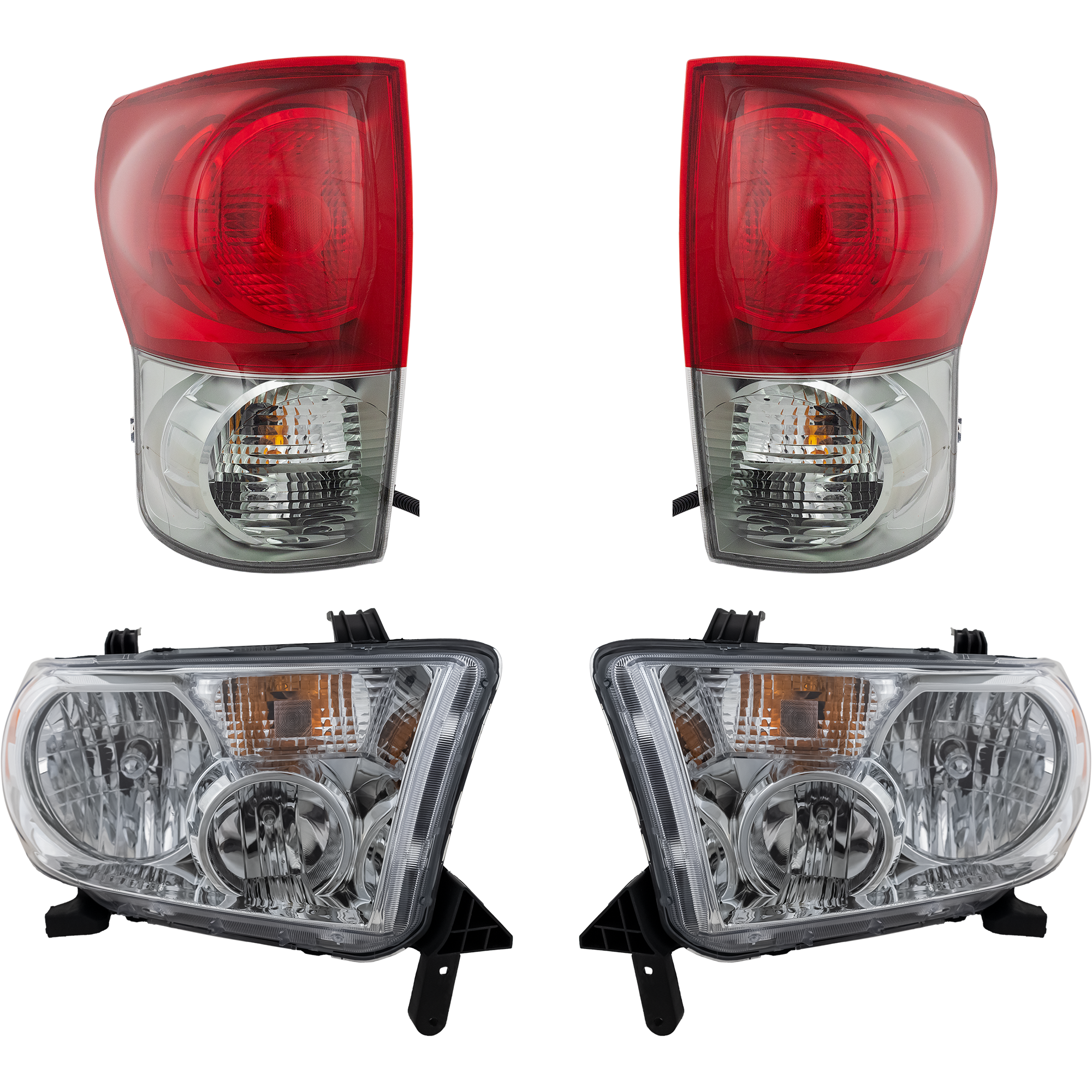 AM TUNDRA 07-09 HEAD LAMP RH AND LH Assembly Halogen 4 pc Kit with Tail Lights SKU KIT 082918-03 Partslink TO2503171 TO2502171 TO2800165 TO2801165 OEM 811100C051-811500C051-815600C0
