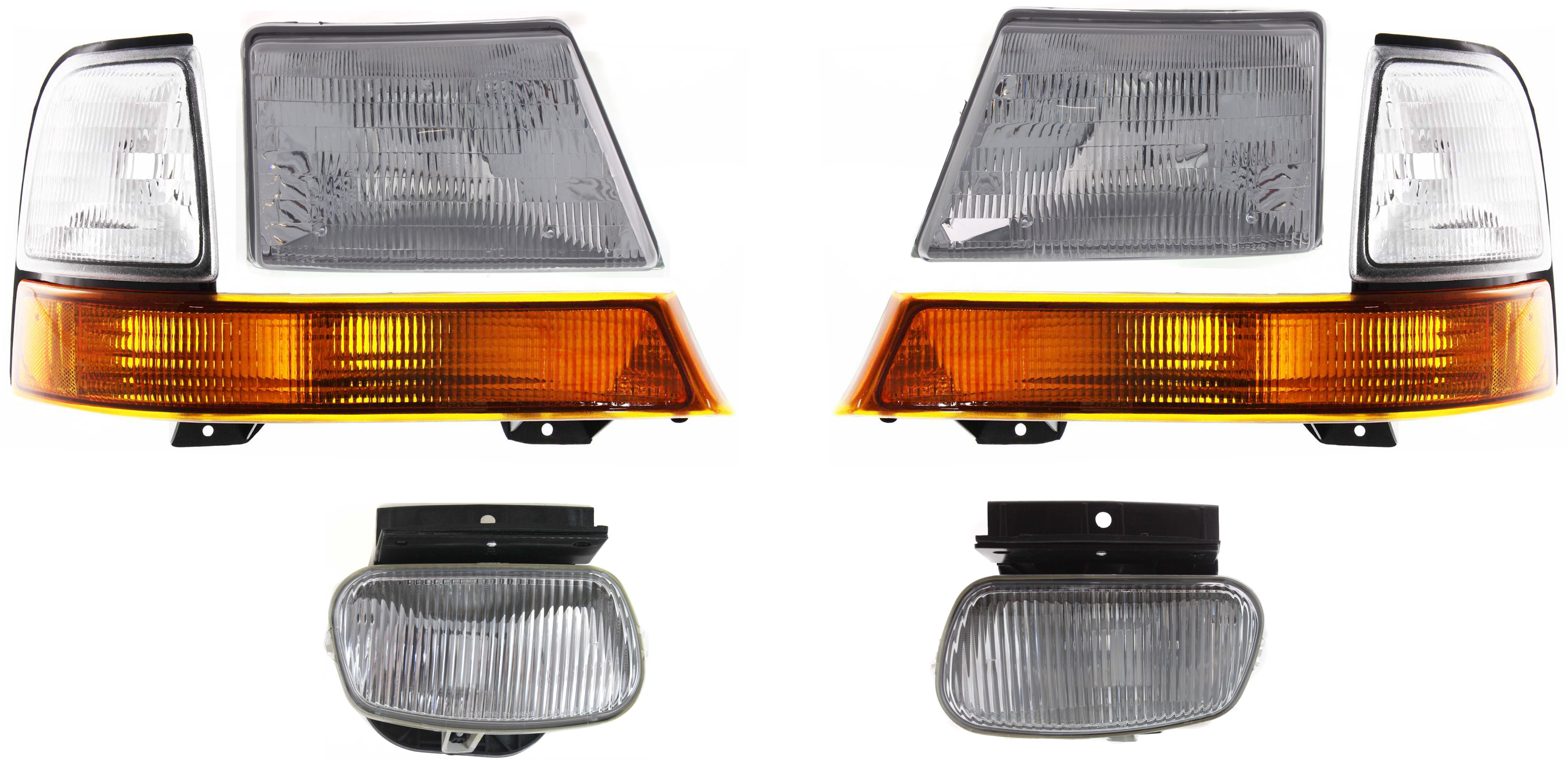 AM RANGER 98-00 FOG LAMP RH AND LH 6 pc kit Assembly Halogen includes Corner Light and Headlight SKU KIT 082918-13 Partslink FO2593198 FO2592198 FO2520144 FO2521144 FO2502151 FO2503151 OEM YL5Z15200AA YL5Z15200AB F87Z13