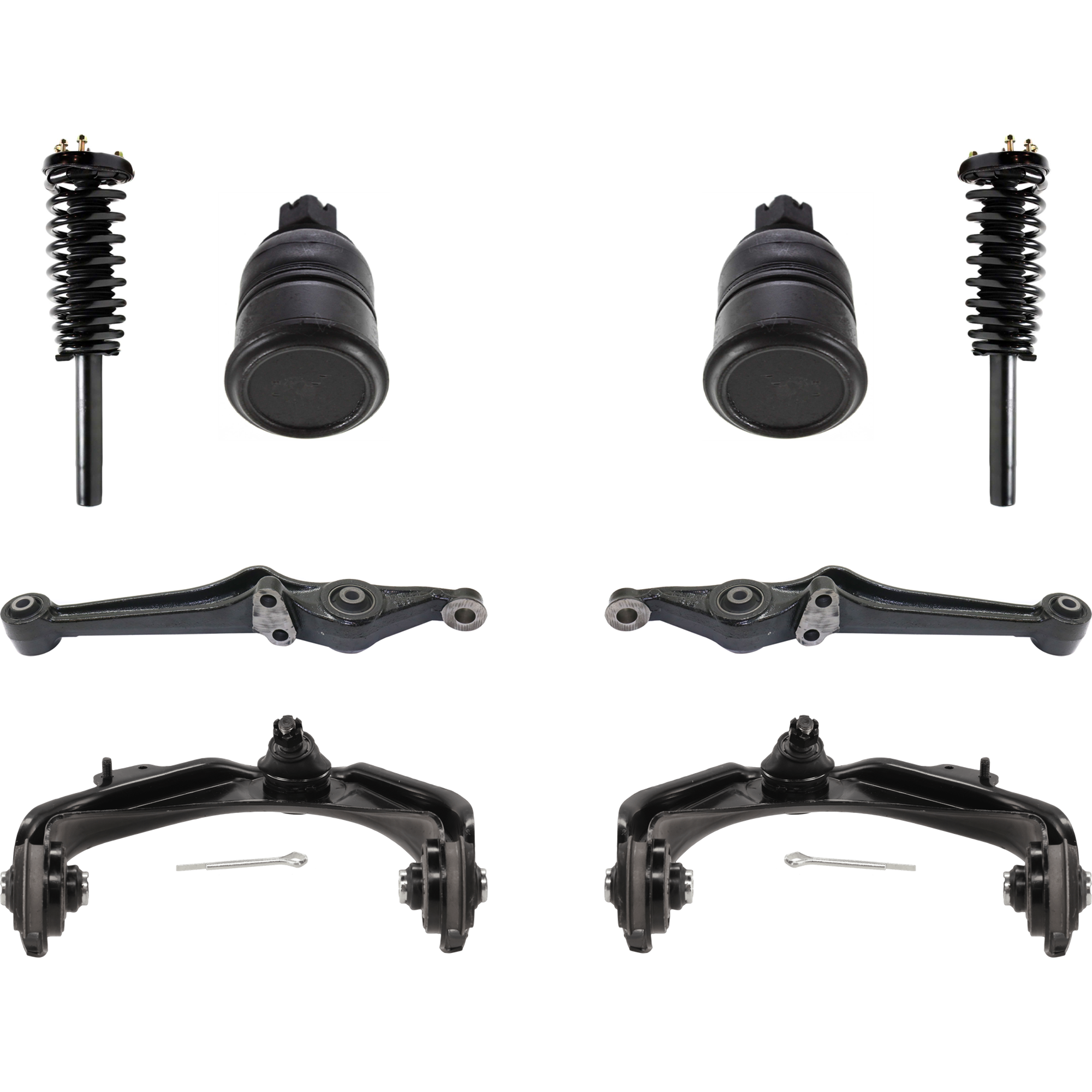 AM ACCORD 98-02 FRONT CONTROL ARM KIT RH AND LH Upper and Lower 8 pc kit with Ball Joints and Shock Absorber and Strut Assembly SKU KIT 083017-12 OEM 104170-254006-1014102-2601353