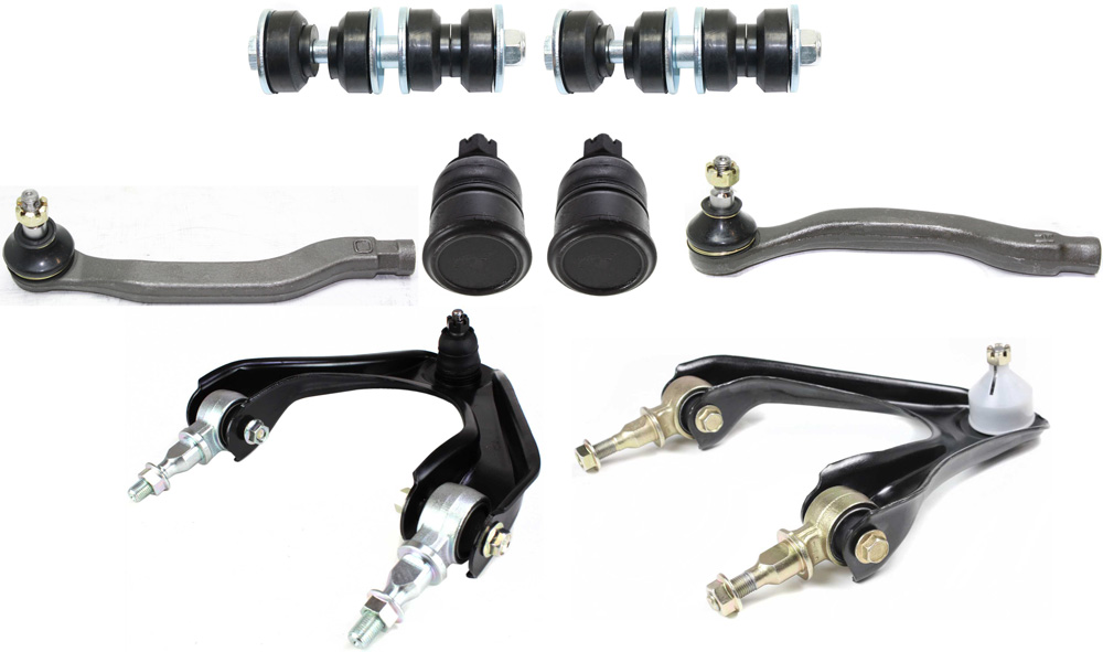 AM IMPREZA 97-01 CONTROL ARM KIT 8 Pc Kit Front RH and LH with Ball Joint Sway Bar Link and Tie Rod End SKU KIT 083017-20 OEM 104170-254006-1014102-2601353