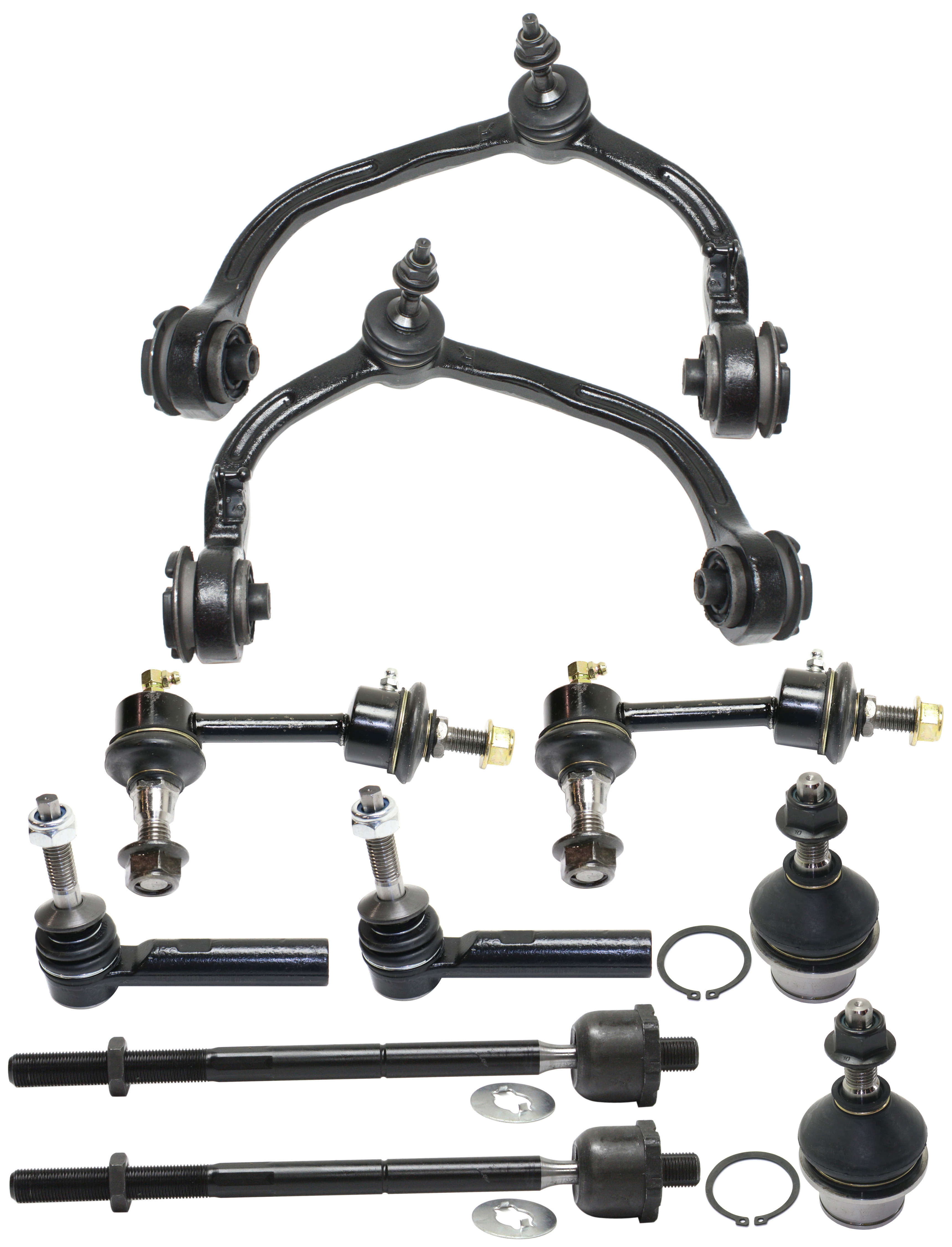 AM EXPEDITION NAVIGATOR 03-05 FRONT CONTROL ARM RH AND LH Upper 10 pc Kit with Ball Joints Sway Bar Links and Tie Rod Ends SKU KIT 083017-22 OEM 104298-2601584-5051314-2L1Z307
