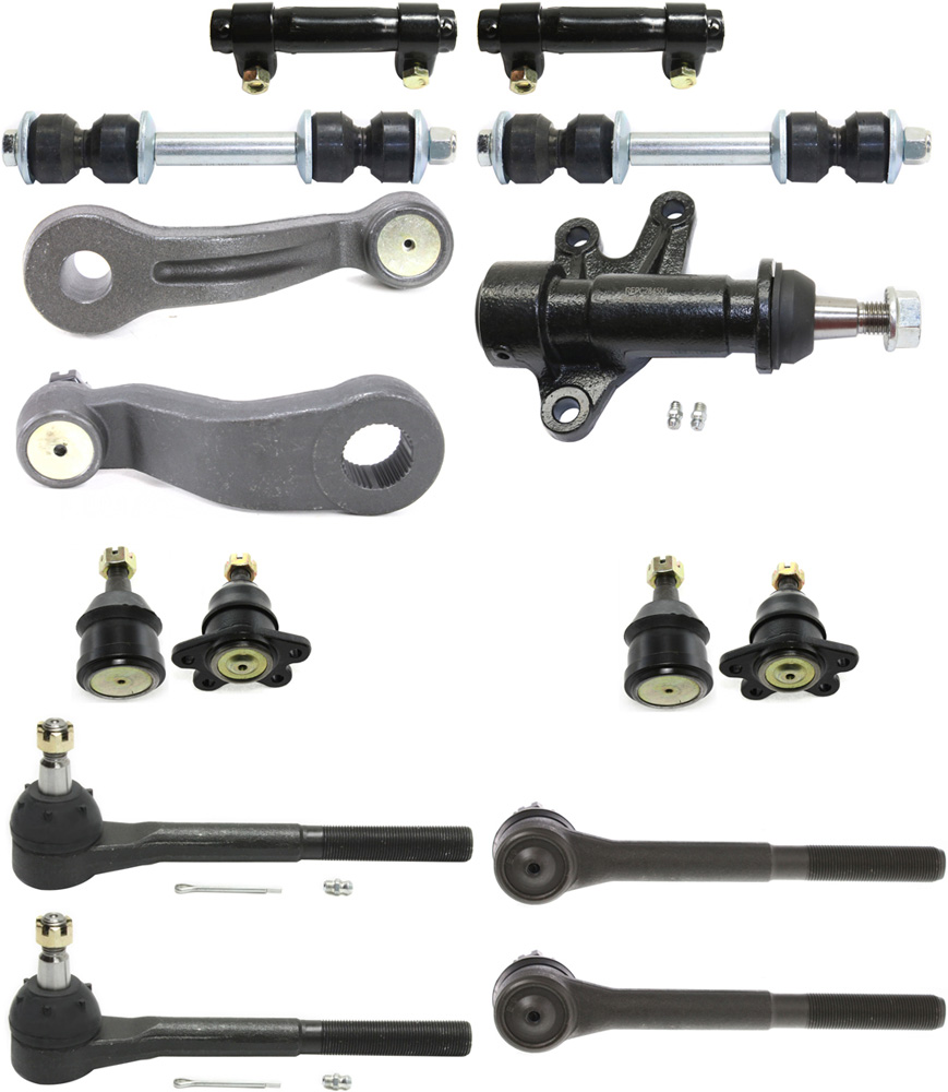 AM C K FULLSIZE P U 93-00 FRONT SUSPENSION KIT 15 pc Kit w Ball Joints Idler Arm Idler Arm Bracket Pitman Arm Sway Bar Links Tie Rod Adjusting Sleeves and Tie Rod Ends SKU KIT 083017-23 OEM 104101-2601312-5051134-1561642