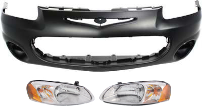 AM SEBRING 01-03 FRONT BUMPER COVER 3 pc Kit with Headlights SKU KIT 083018-63 Partslink CH1000318 CH2502143 CH2503143 OEM 4805438AB 4805821AD 4805821AA
