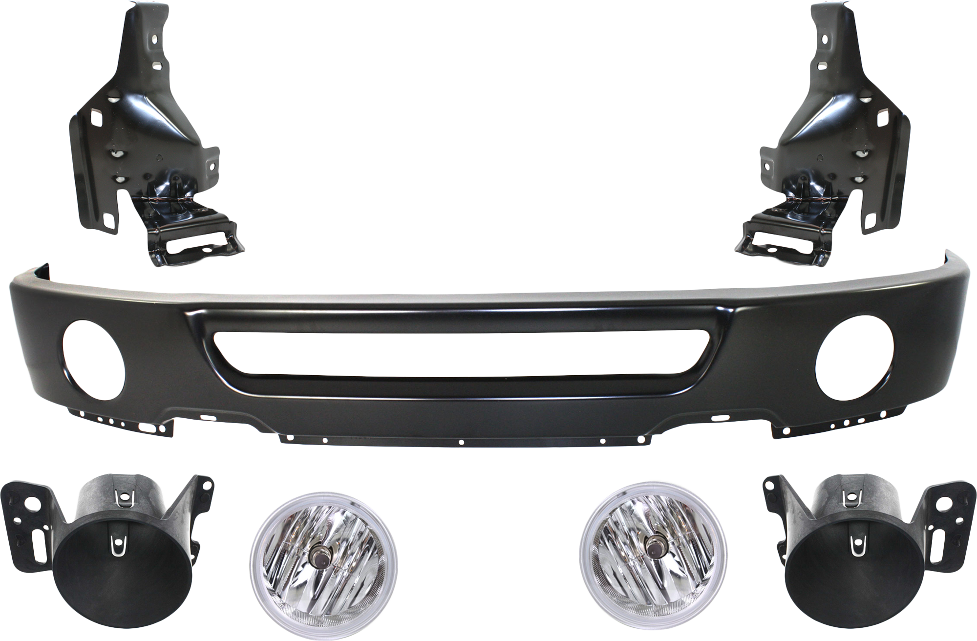AM F 150-06-08 MARK LT 07-08 FRONT BUMPER 7 pc Kit with Bumper Brackets Fog Light Brackets and Fog Lights SKU KIT 083020-03 Partslink FO1002401 FO1067158 FO1066158 FO2593220 FO2592220 FO2601101 FO2600101 OEM 6L3Z17757DAPTM 4L3Z17B982AB 4L
