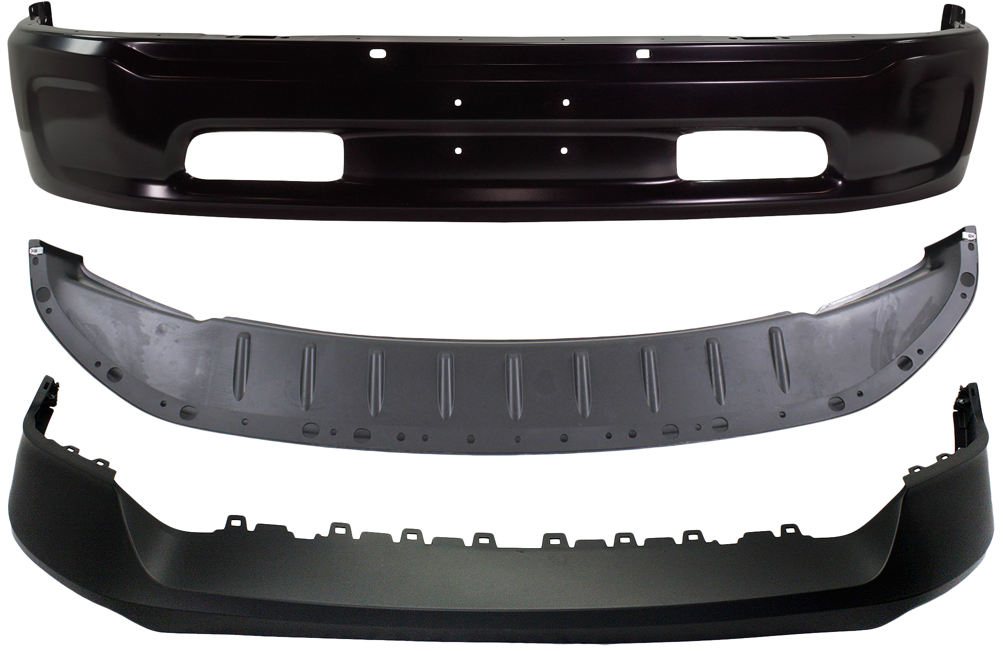 AM RAM 1500-14-18-1500 CLASSIC 19-21 FRONT BUMPER Lower Painted Black 3 pc kit w Bumper Cover and Valance SKU KIT 083020-05 Partslink CH1002401 CH1014108 CH1090147 OEM 68160856AC 68197697AA 5182326A