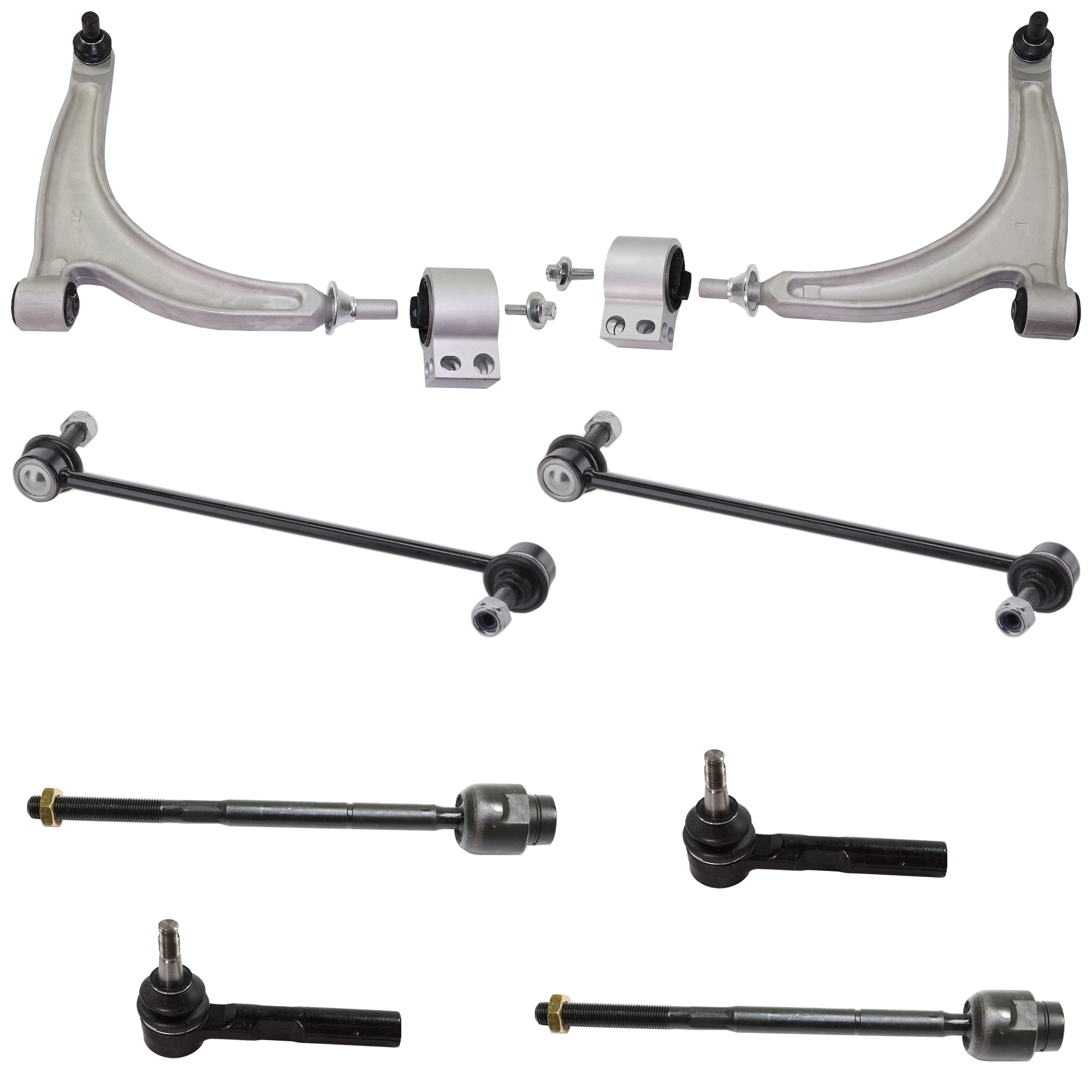 AM AURA 07-09 G6-05-09 MALIBU 04-09 FRONT CONTROL ARM KIT RH AND LH Lower w ball joint s 8 pc Kit with Sway Bar Link and Tie Rod End SKU KIT 083117-14 OEM 22730776-22730775-20784686-269