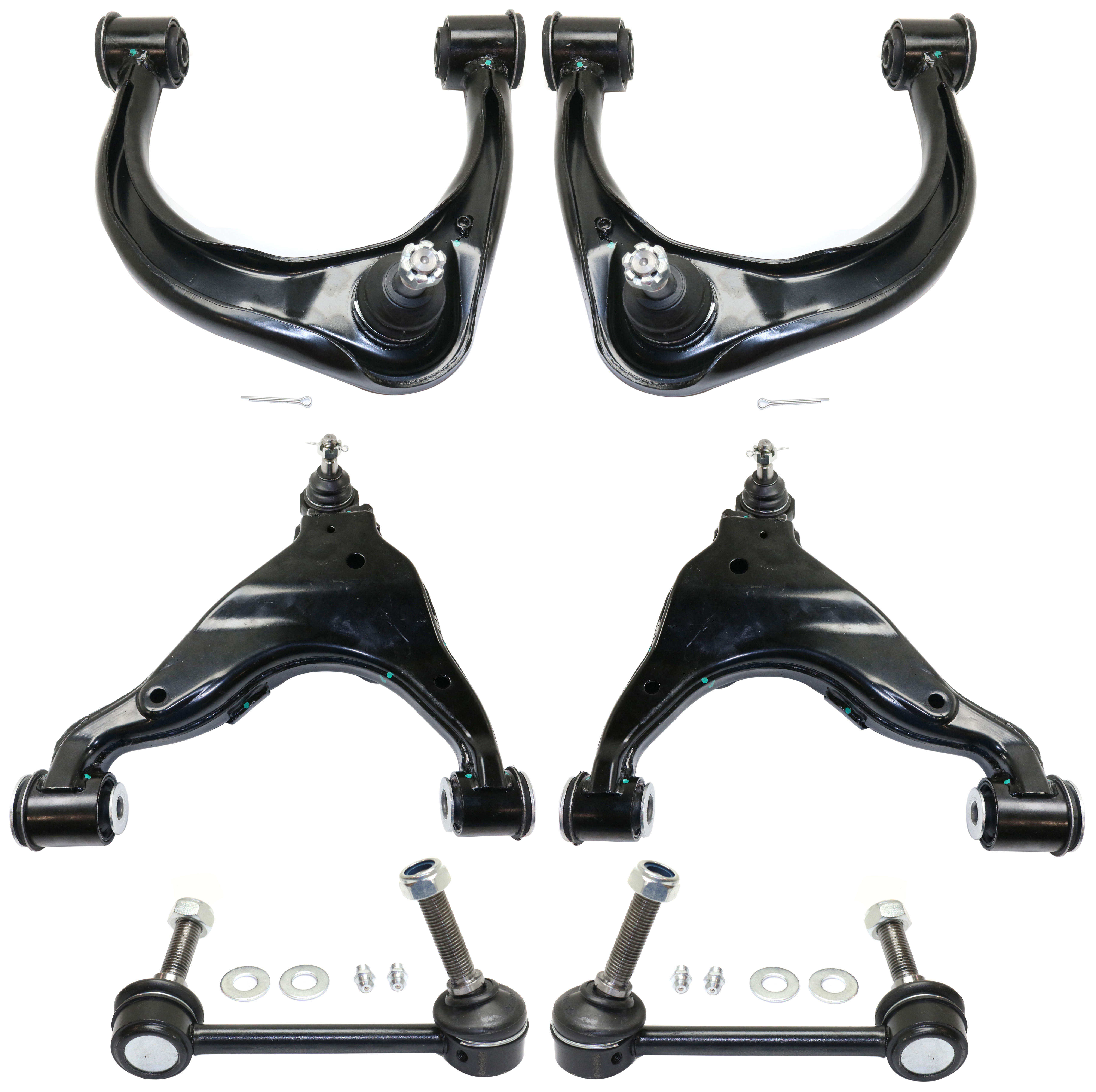 AM TACOMA 05-15 FRONT CONTROL ARM KIT RH AND LH Upper and Lower w ball joint s 6 pc Kit with Sway Bar Link SKU KIT 083117-25 OEM 4806904040-4806804040-48630040