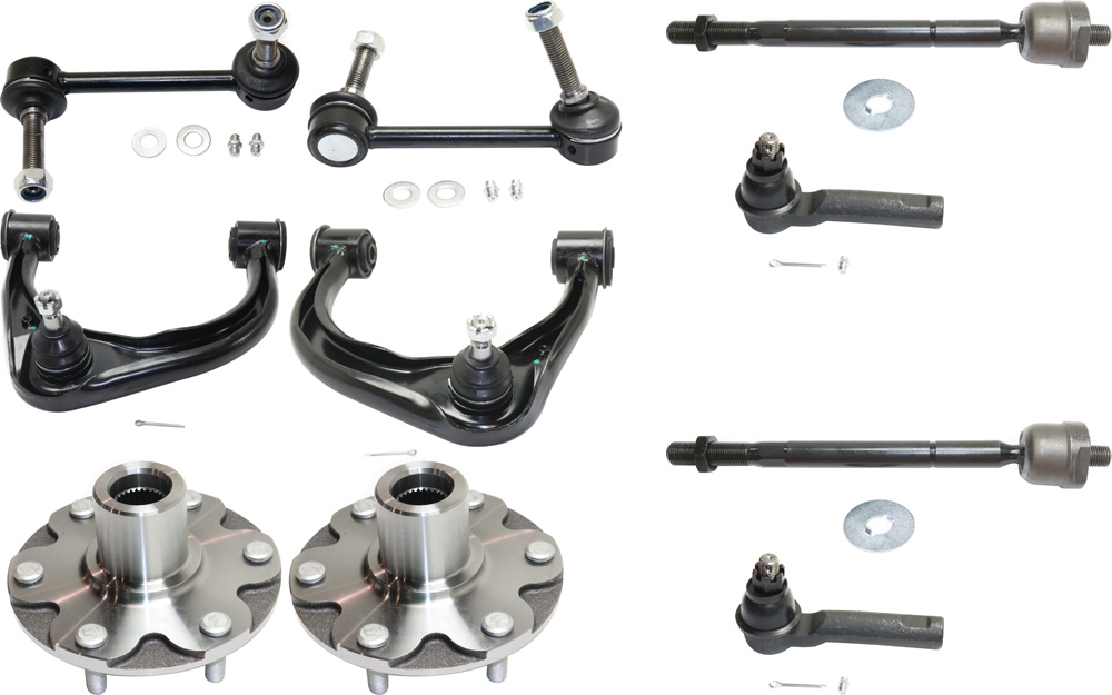 AM TACOMA 05-09 FRONT CONTROL ARM KIT RH AND LH Upper w ball joint s 10 pc Kit with Wheel Hub Tie Rod End Sway Bar Link SKU KIT 083117-28 OEM 4863004020-4861004020-48810040