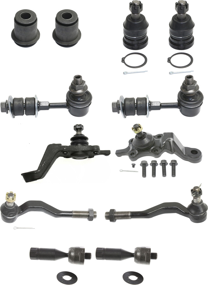 AM TACOMA 96-00 FRONT SUSPENSION KIT RH AND LH 12 pc kit with Ball Joints Control Arm Bushings Sway Bar Links and Tie Rod Ends SKU KIT 083117-40 OEM 104279-1014817-2601565-5001