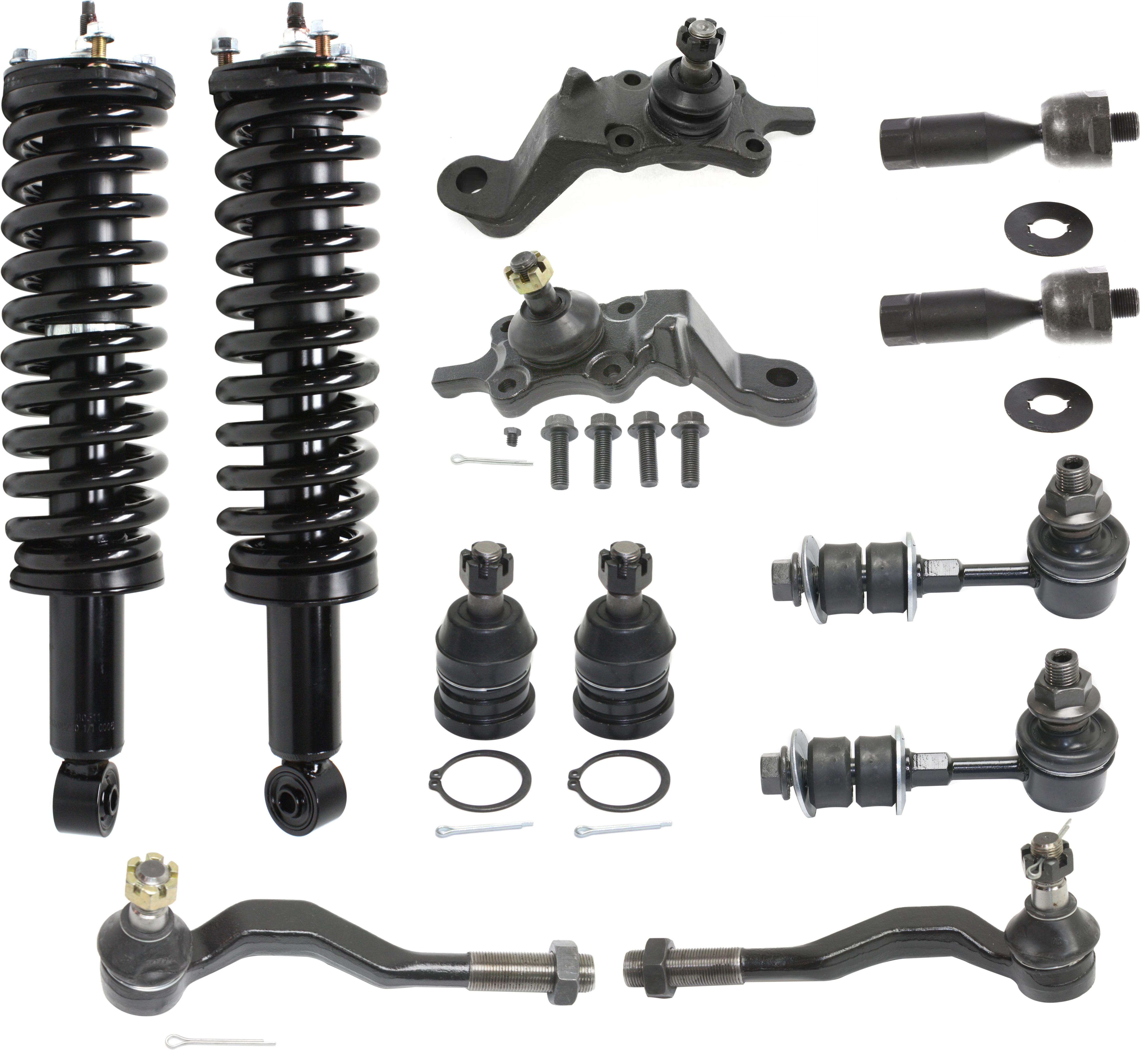 AM TACOMA 95-00 FRONT SUSPENSION KIT RH AND LH 12 pc Kit with Ball Joints Loaded Struts Sway Bar Links and Tie Rod Ends SKU KIT 083117-42 OEM 104279-1014817-2601565-5001