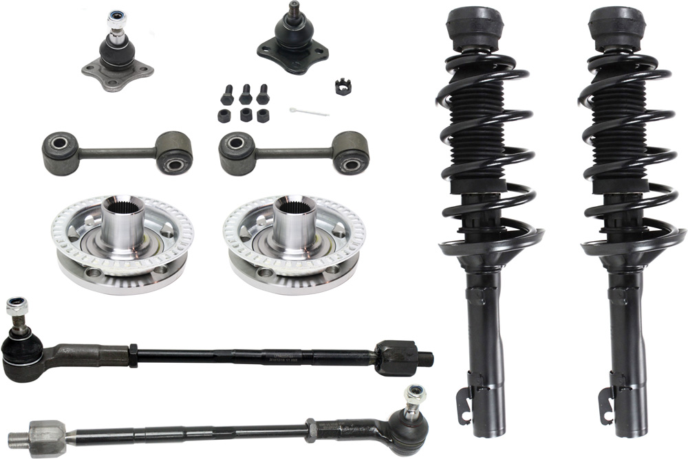 AM GOLF 99-02 FRONT SUSPENSION KIT RH AND LH 10 pc kit w Ball Joints Loaded Struts Sway Bar Links Tie Rod Assemblies and Wheel Hubs SKU KIT 083117-61 OEM 104-323-101-478-326-000-000-000-000