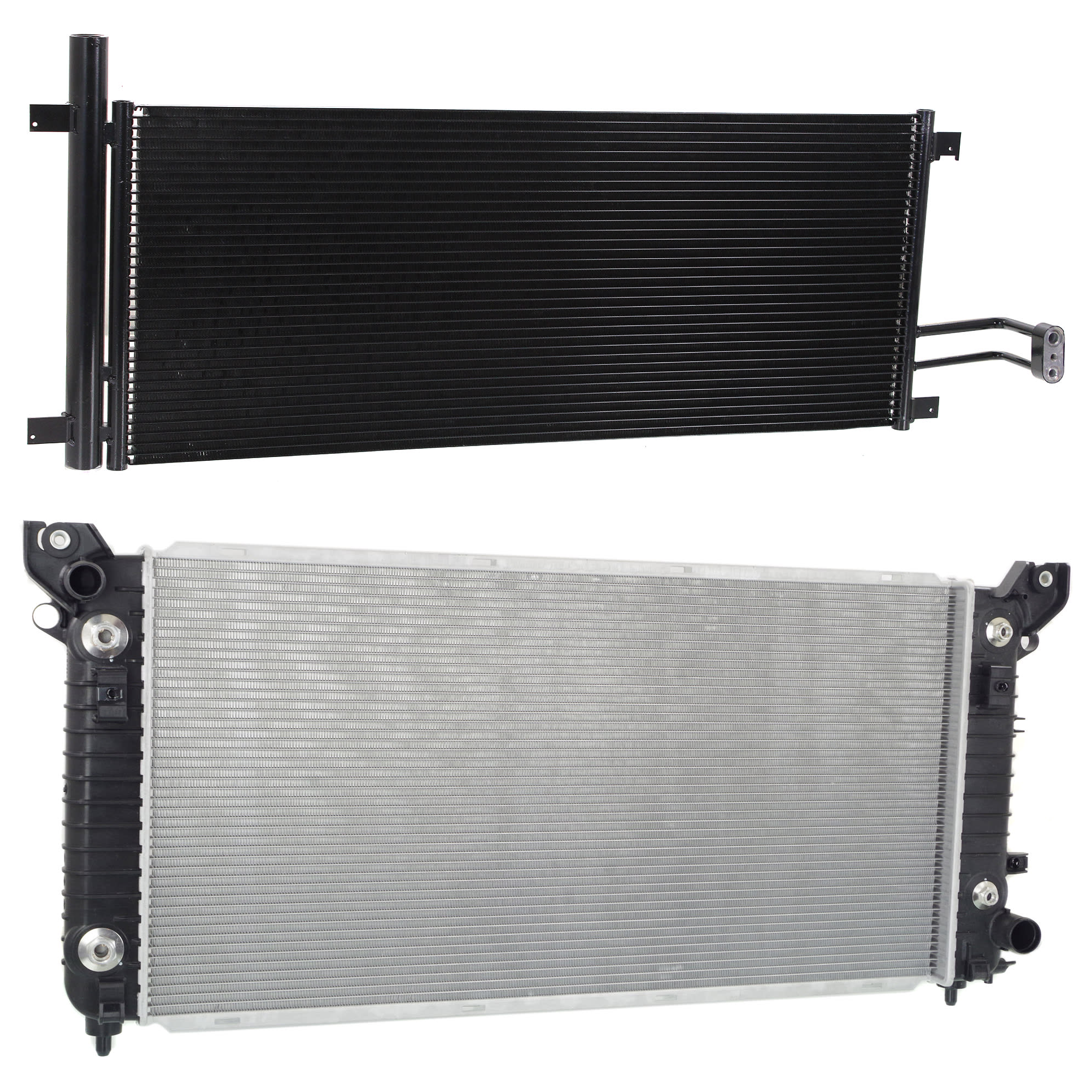 AM SILVERADO SIERRA 1500-14-18 A C CONDENSER RADIATOR KIT 2 pc kit 4.3L Eng. 6 Cyl. SKU KIT 083124-104 Partslink GM3030305 GM3010563 OEM 84621303-84186716