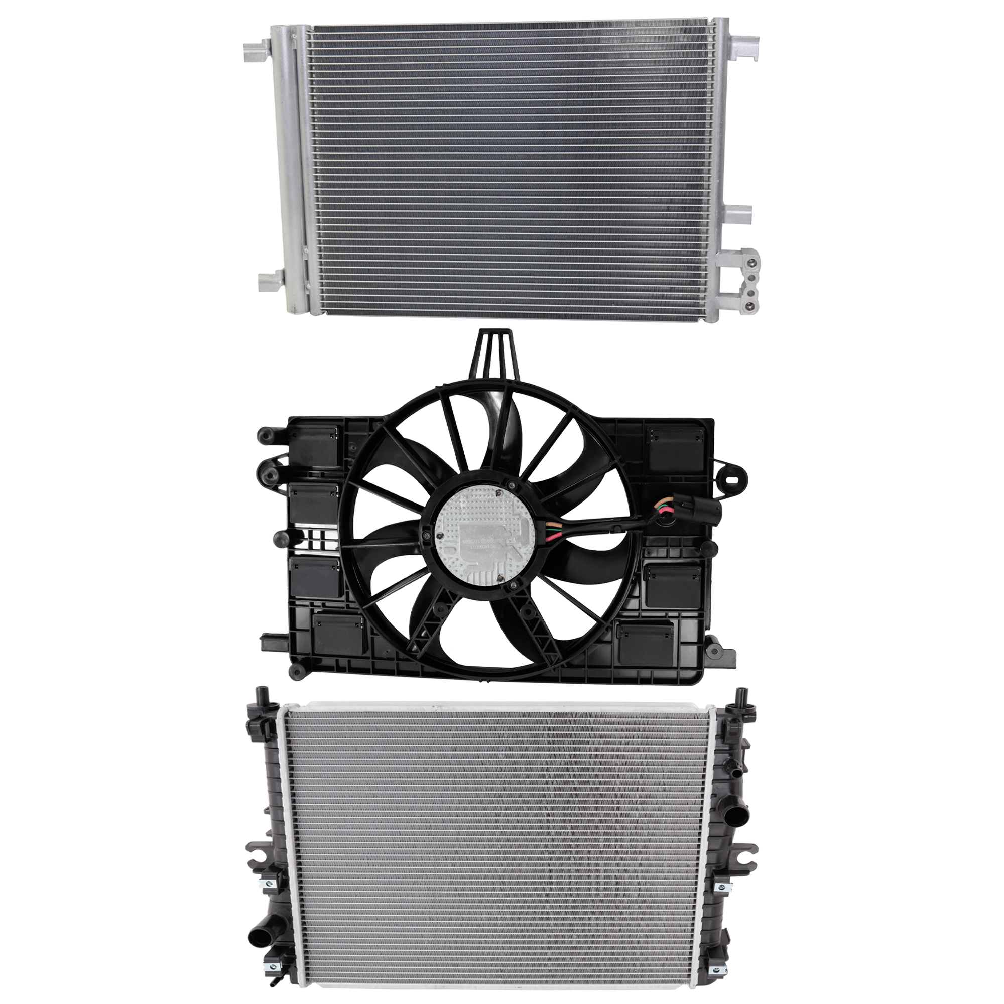AM CORVETTE 14-19 A C CONDENSER RADIATOR COOLING FAN KIT 3 pc kit 6.2L Eng. 8 Cyl. SKU KIT 083124-52 Partslink GM3030307 GM3115306 GM3010567 OEM 232379000000000000000000000