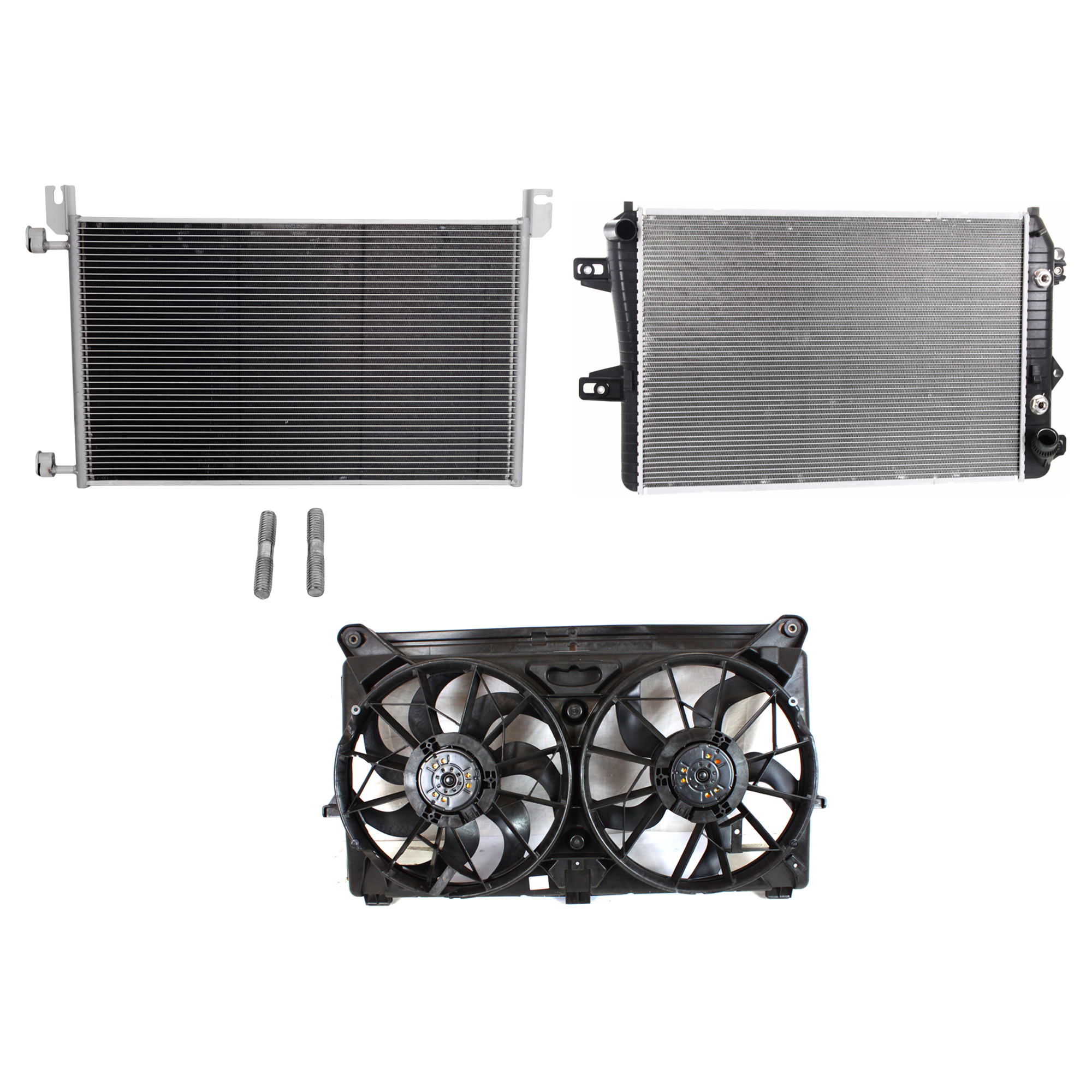 AM SILVERADO SIERRA 06-07 A C CONDENSER RADIATOR COOLING FAN KIT 3 pc kit 6.6L Eng. 8 Cyl. SKU KIT 083124-70 Partslink GM3030162 GM3115212 GM3010531 OEM 20913751-89023365 PFM 15914079