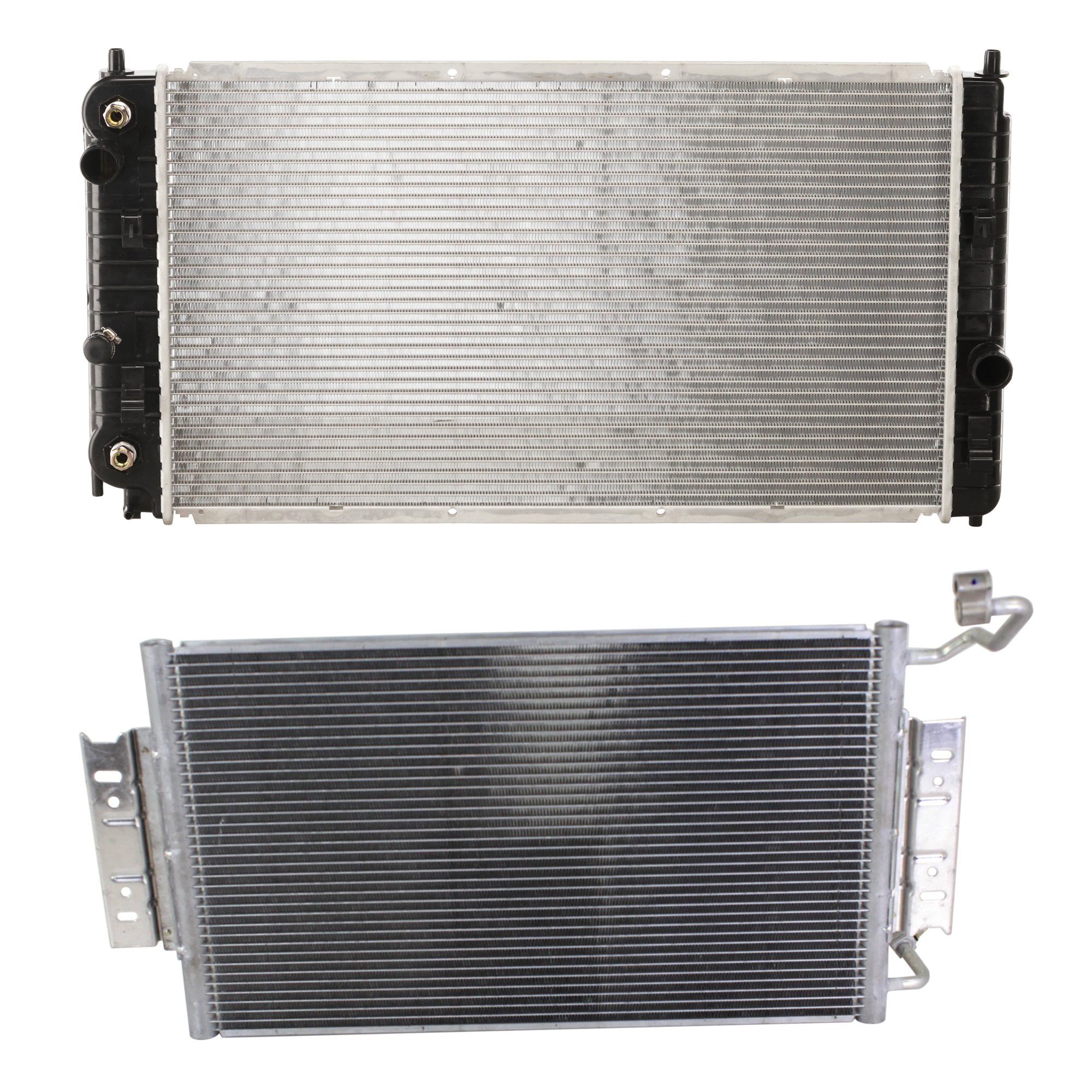 AM GRAND AM 02-05 MALIBU 02-03 A C CONDENSER RADIATOR KIT 2 pc kit 3.1L 3.4L Eng. 6 Cyl. SKU KIT 083124-86 Partslink GM3030239 GM3010196 OEM 2-271-942-722-676-950