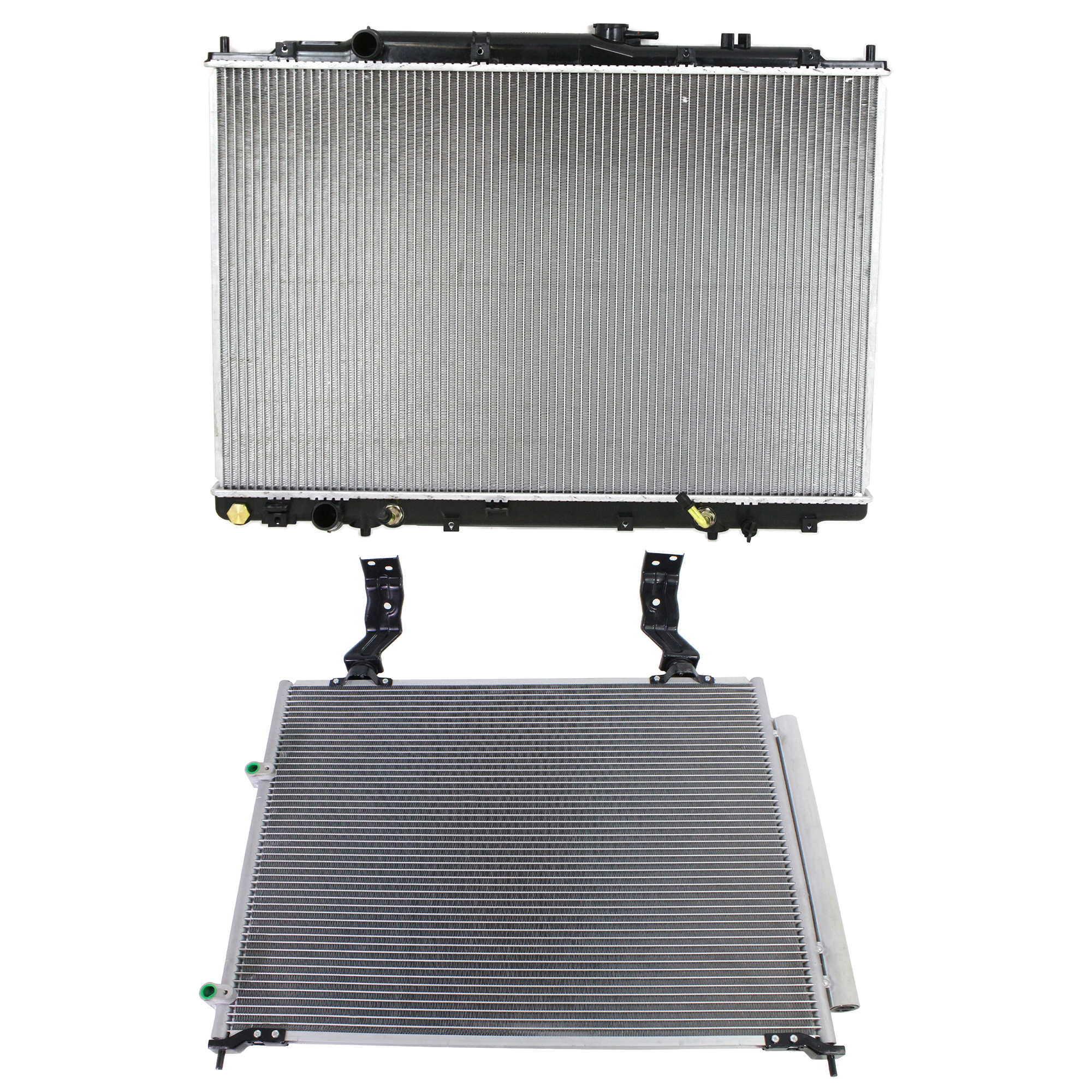 AM MDX 01-06 PILOT 03-05 RADIATOR 2 pc kit 6 Cyl 3.5L Eng. with A C Condenser SKU KIT 090123-108 Partslink AC3010134 HO3010185 AC3030104 HO3030148 OEM 19010RDJA52-19010PGKA51-80100S