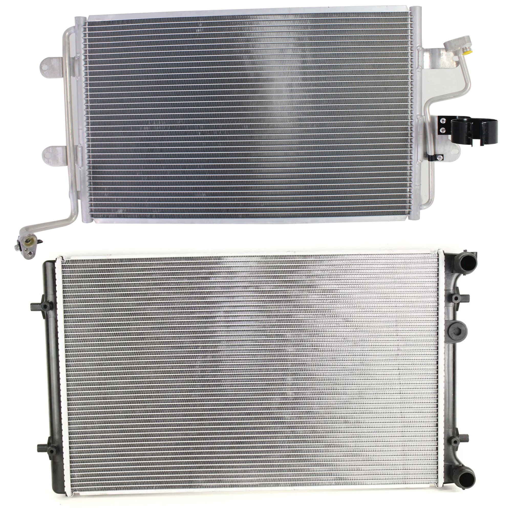 AM AUDI TT TT QUATTRO 00-06 JETTA 99-05 RADIATOR 2 pc kit 4-5-6 Cyl 1.8L 1.9L 2.0L Eng. with A C Condenser SKU KIT 090123-116 Partslink VW3010103 VW3030108 OEM 1J0121253AD 1J0820413N