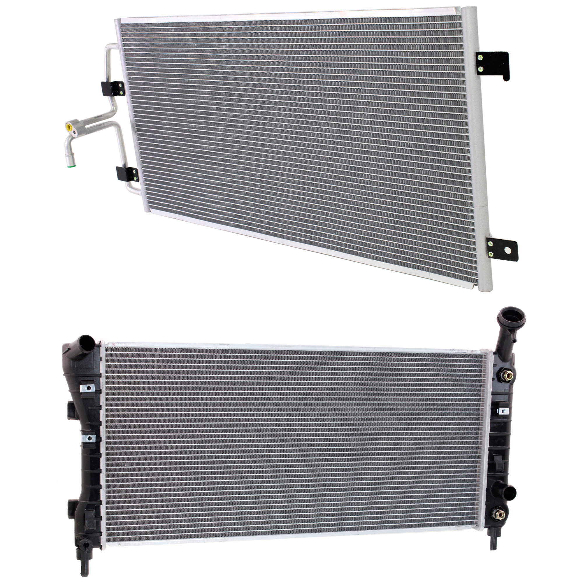 AM IMPALA MONTE CARLO 04-05 RADIATOR 2 pc kit 6 Cyl 3.4L 3.8L Eng. with A C Condenser SKU KIT 090123-122 Partslink GM3010431 GM3030254 OEM 15140506-19130292