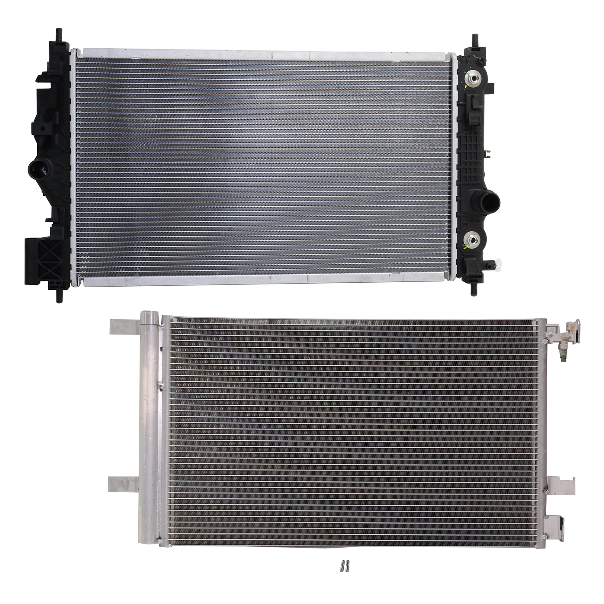 AM CASCADA 16-18 CRUZE 14-15 RADIATOR 2 pc kit Auto Manual Trans 4 Cyl 1.4L 1.8L 1.6L Eng. with A C Condenser SKU KIT 090123-125 Partslink GM3010574 GM3030285 OEM 13393984-23305638