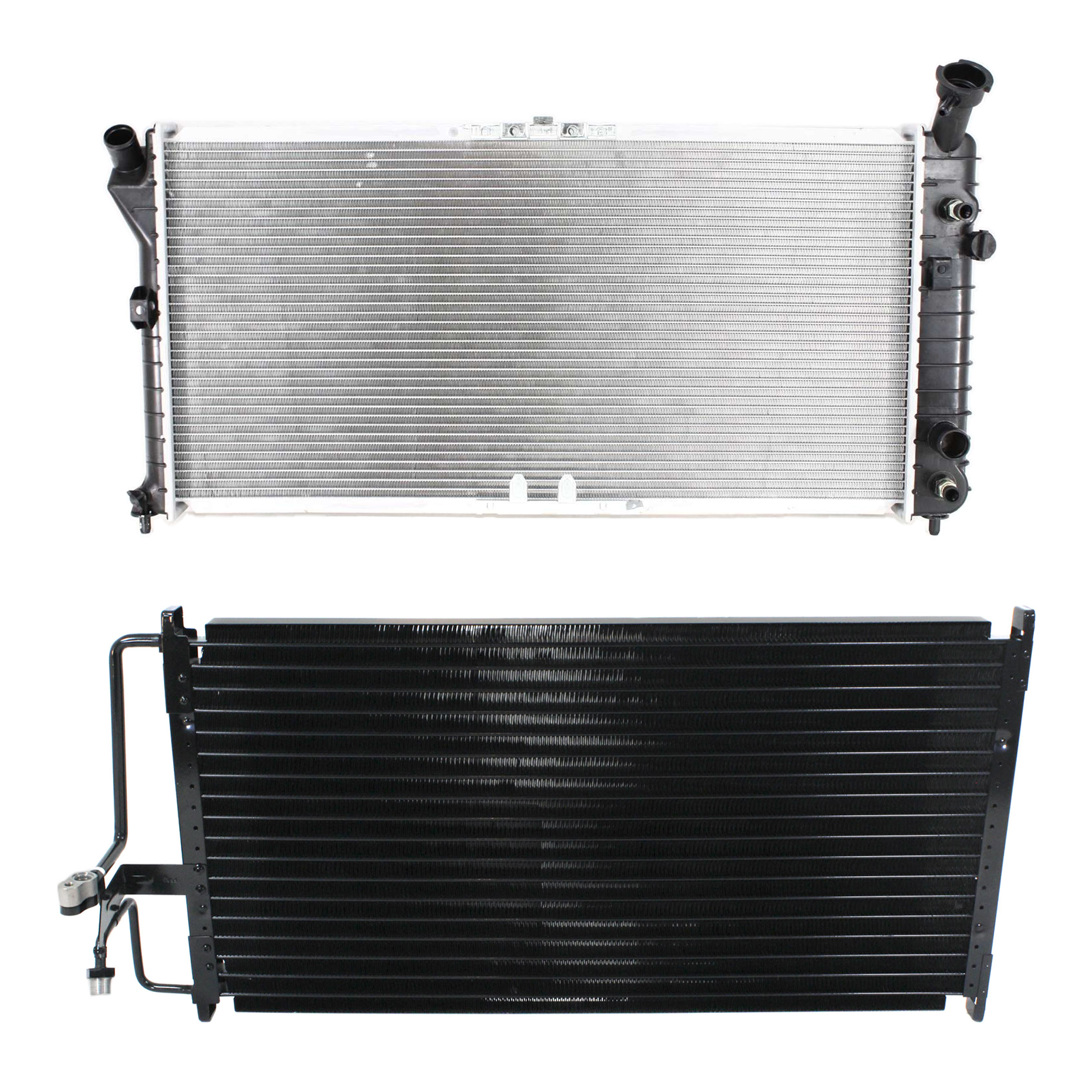 AM GRAND PRIX 97-03 VENTURE 97-00 RADIATOR 2 pc kit 6 Cyl 3.1L 3.8L 3.4L Eng. with A C Condenser SKU KIT 090123-126 Partslink GM3010102 GM3030101 OEM 52485608-52411111