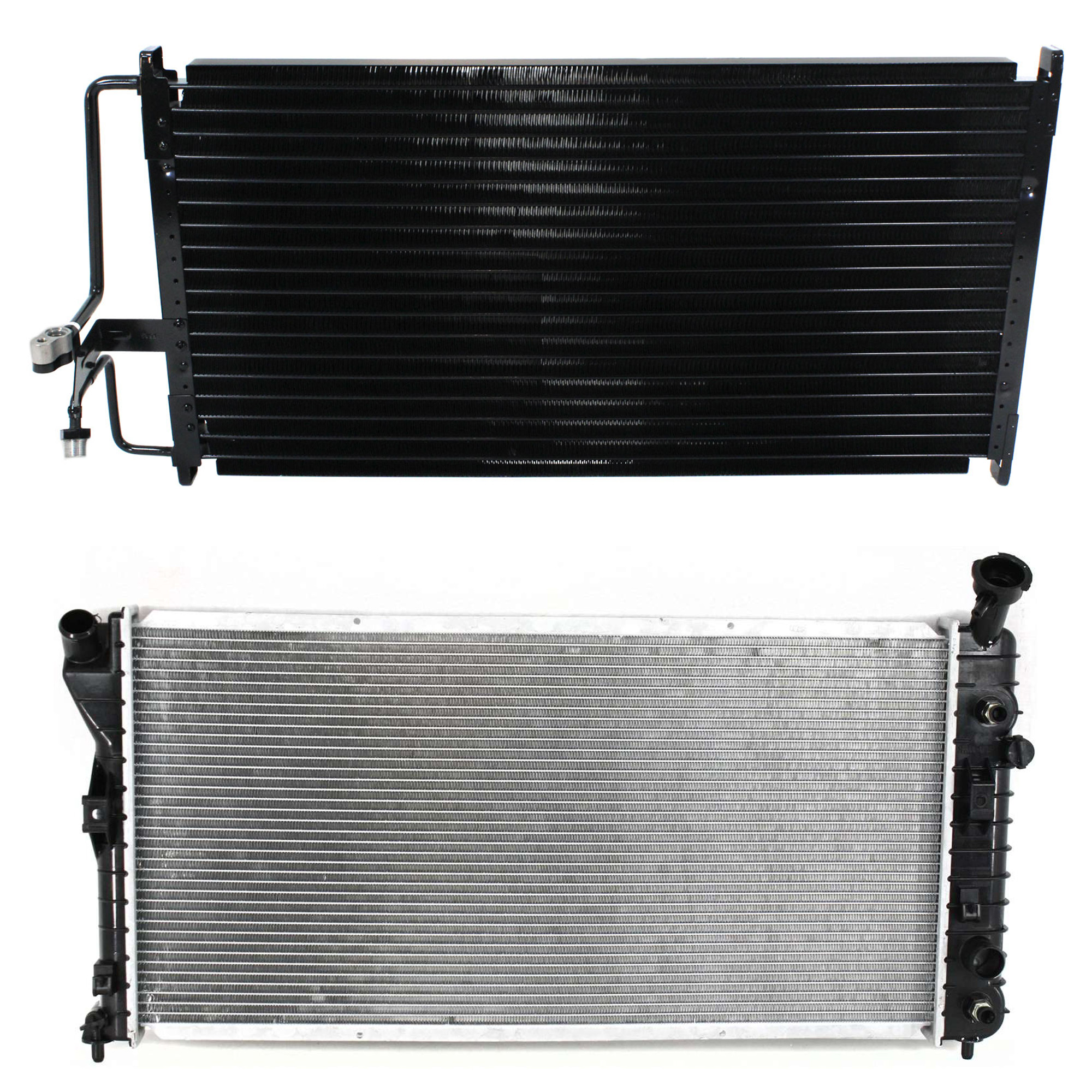 AM CENTURY 00-05 REGAL 00-04 RADIATOR 2 pc kit 6 Cyl 3.1L 3.8L 3.4L Eng. with A C Condenser SKU KIT 090123-127 Partslink GM3010428 GM3030101 OEM 89018542-52411111