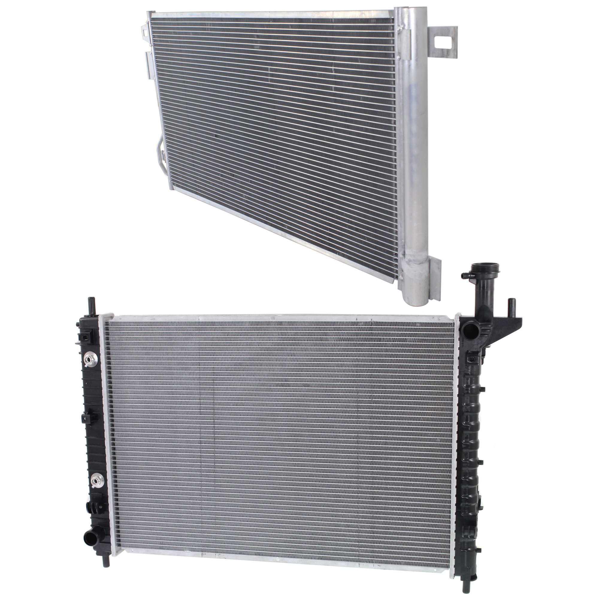 AM ACADIA 07-16 ENCLAVE 08-15 RADIATOR 2 pc kit 6 Cyl 3.6L Eng. with A C Condenser SKU KIT 090123-128 Partslink GM3010513 GM3030276 OEM 84079536-25975431-22918340